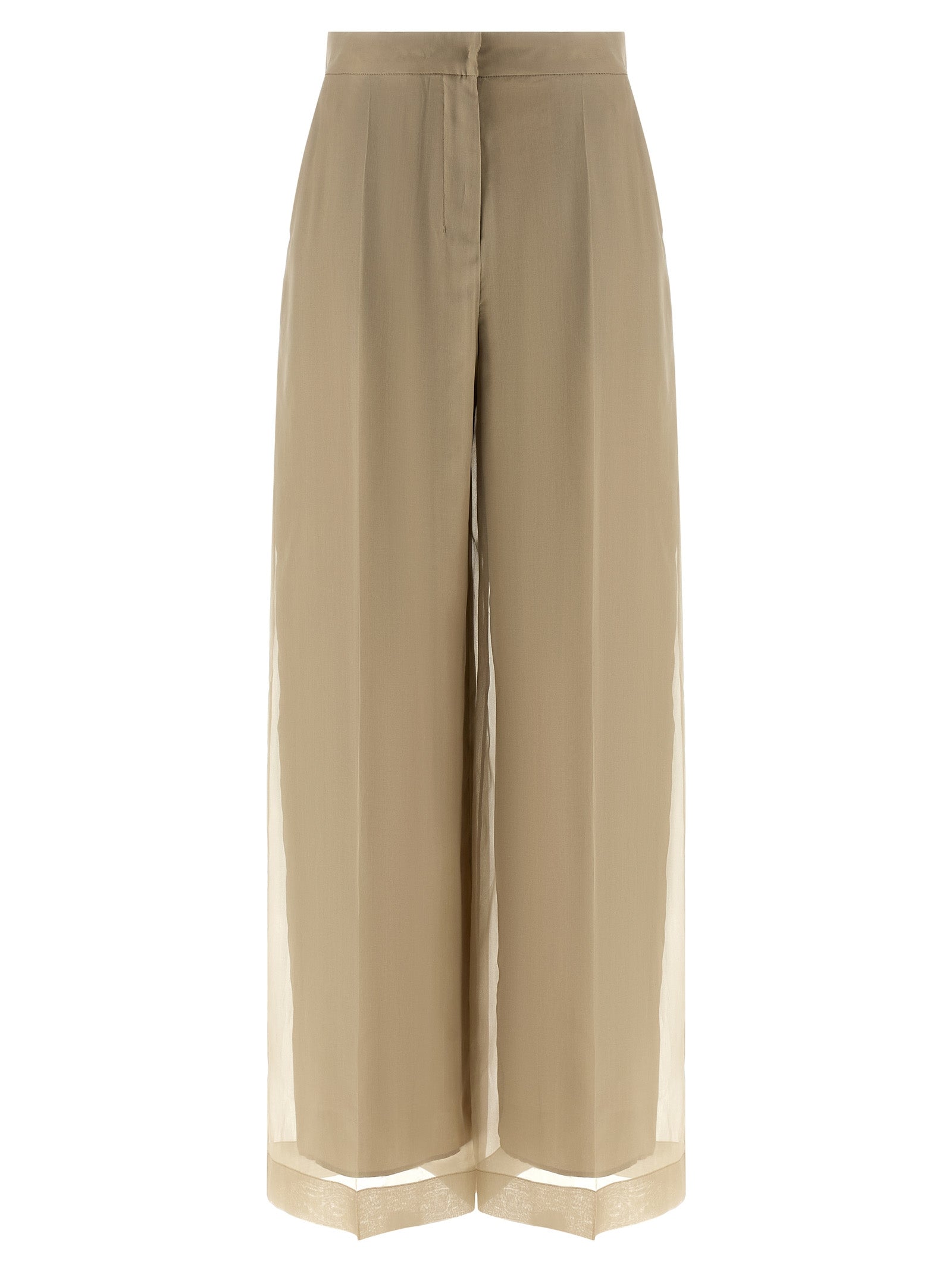 Indulge in the timeless elegance of Max Mara's beige silk casual pants, a masterpiece of Italian craftsmanship that elevates your wardrobe with luxurious sophistication.