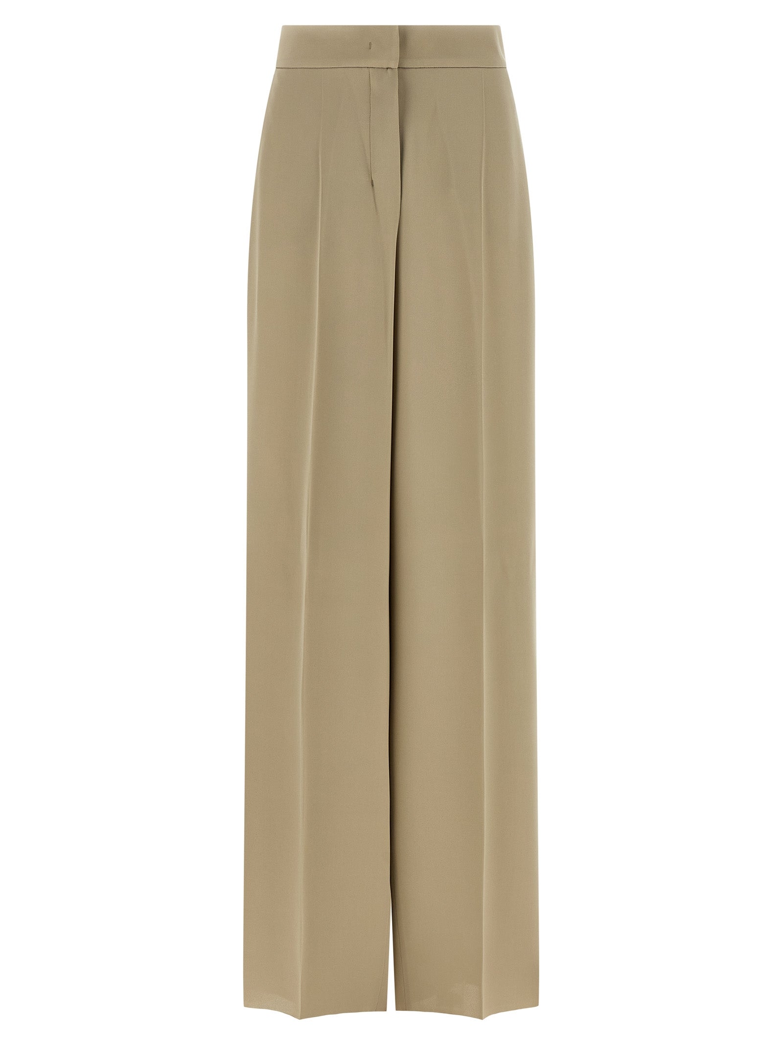Experience the allure of Max Mara's Beige Silk Dress Pants, where exquisite silk and impeccable tailoring redefine elegance for the discerning fashionista.