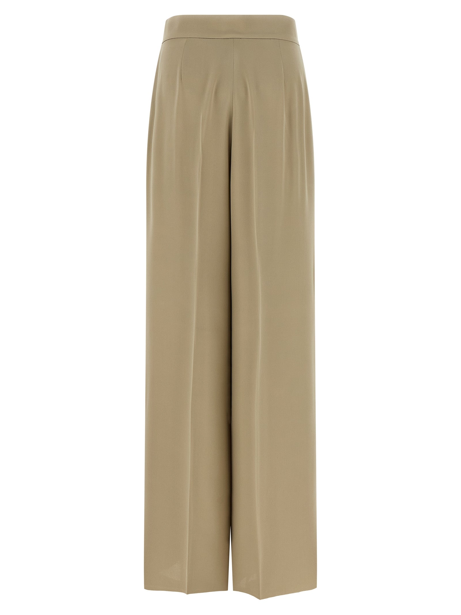 Elevate your wardrobe with Max Mara's Beige Silk Dress Pants, a luxurious blend of exquisite craftsmanship and timeless elegance, perfect for any sophisticated occasion.