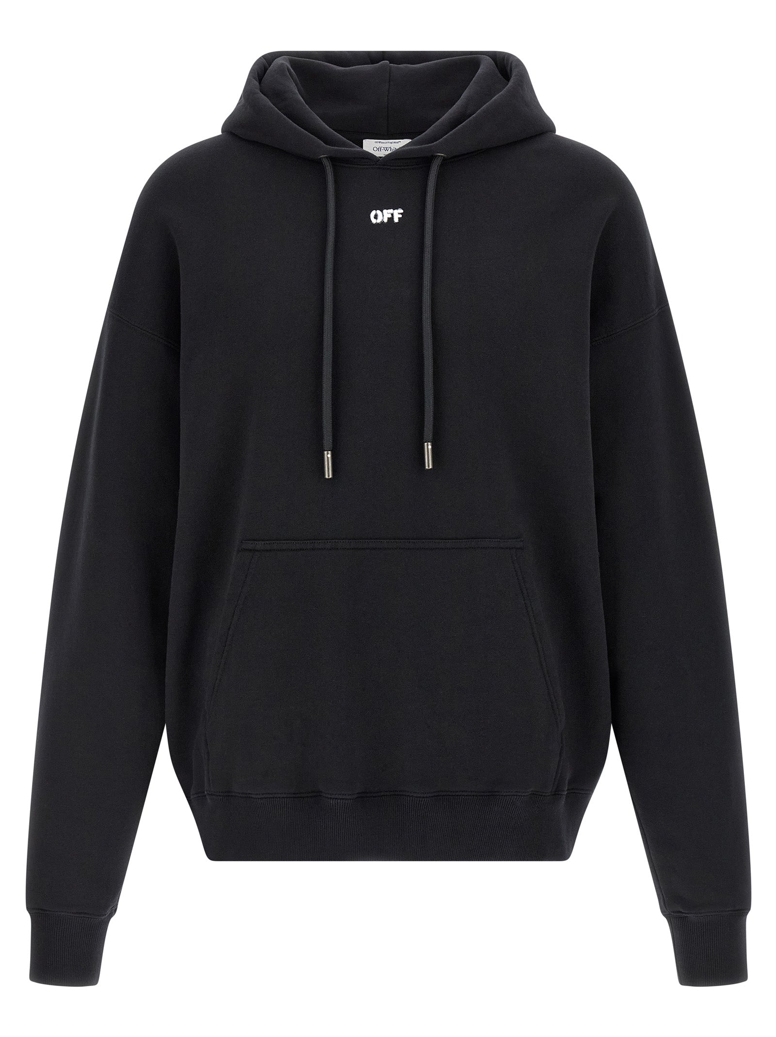 Elevate your wardrobe with the Off-White Black Cotton Sweatshirt, a masterpiece of artisanal craftsmanship and contemporary style, perfect for the discerning individual.