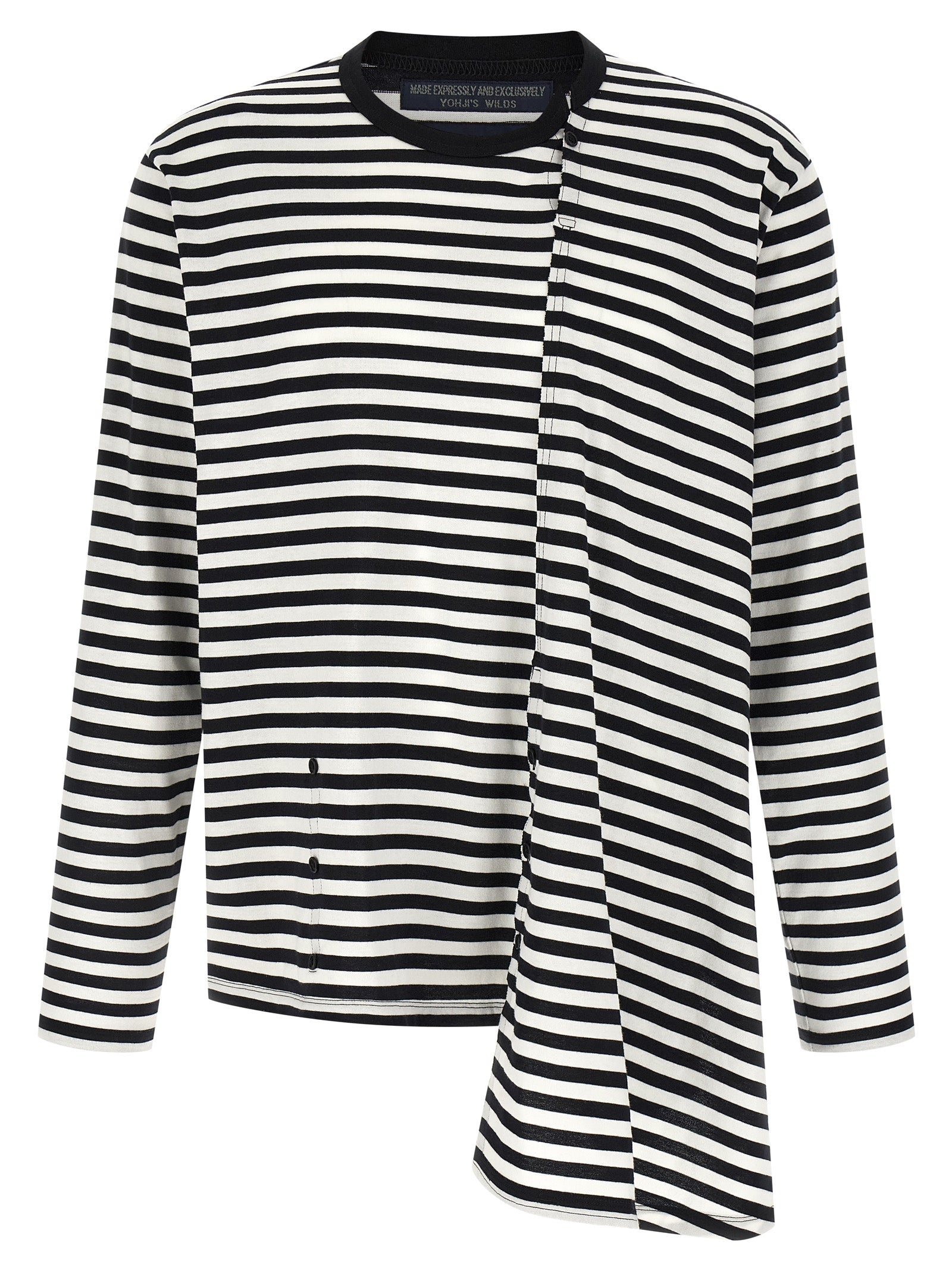 Discover the Yohji Yamamoto Bicolor Cotton Cardigan, a masterpiece of artisanal elegance crafted from 100% cotton, embodying bold design and sophisticated allure.