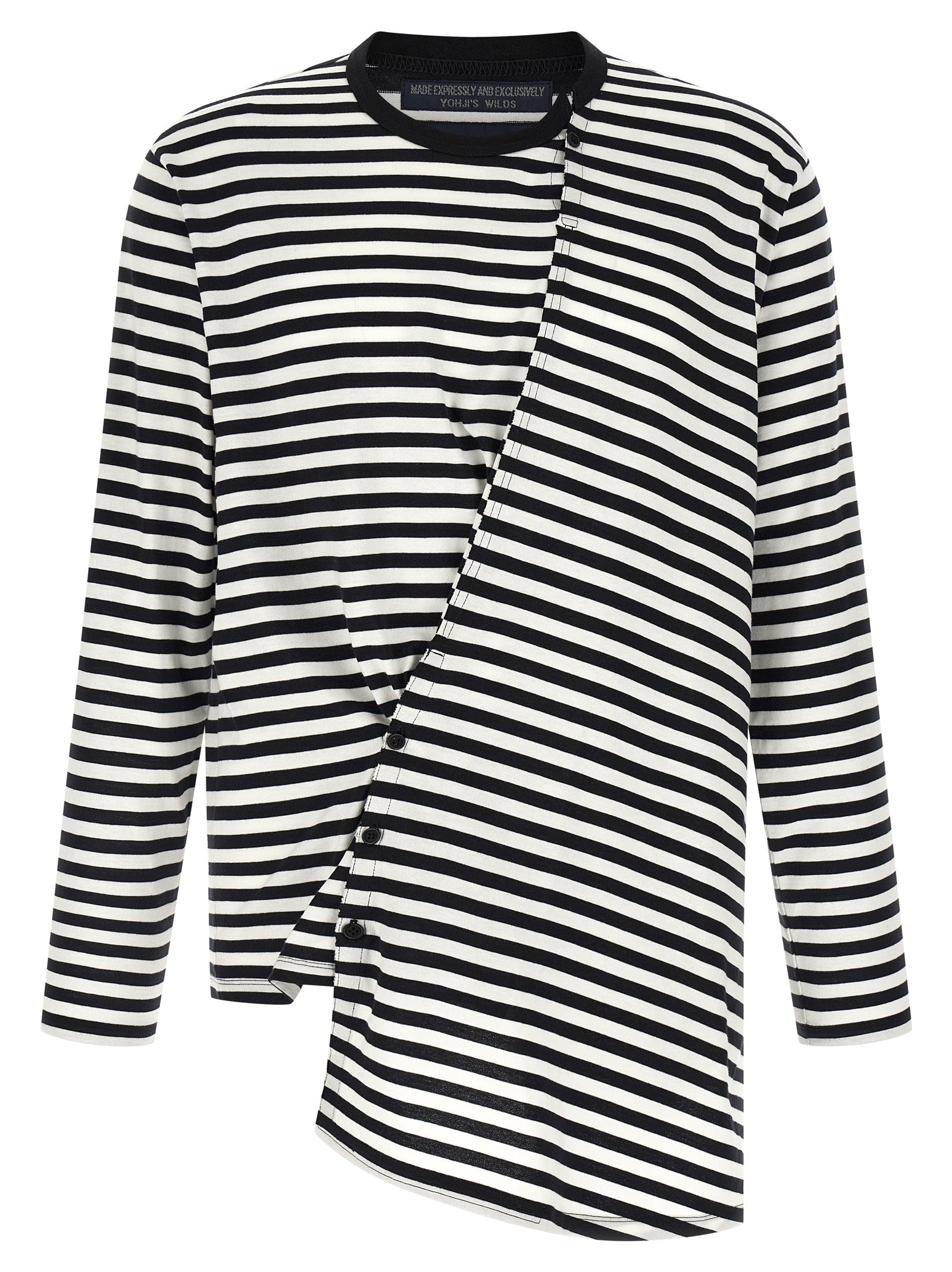 Discover the Yohji Yamamoto Bicolor Cotton Cardigan, a masterpiece of avant-garde design and luxurious comfort, perfect for those who embrace individuality and elegance.