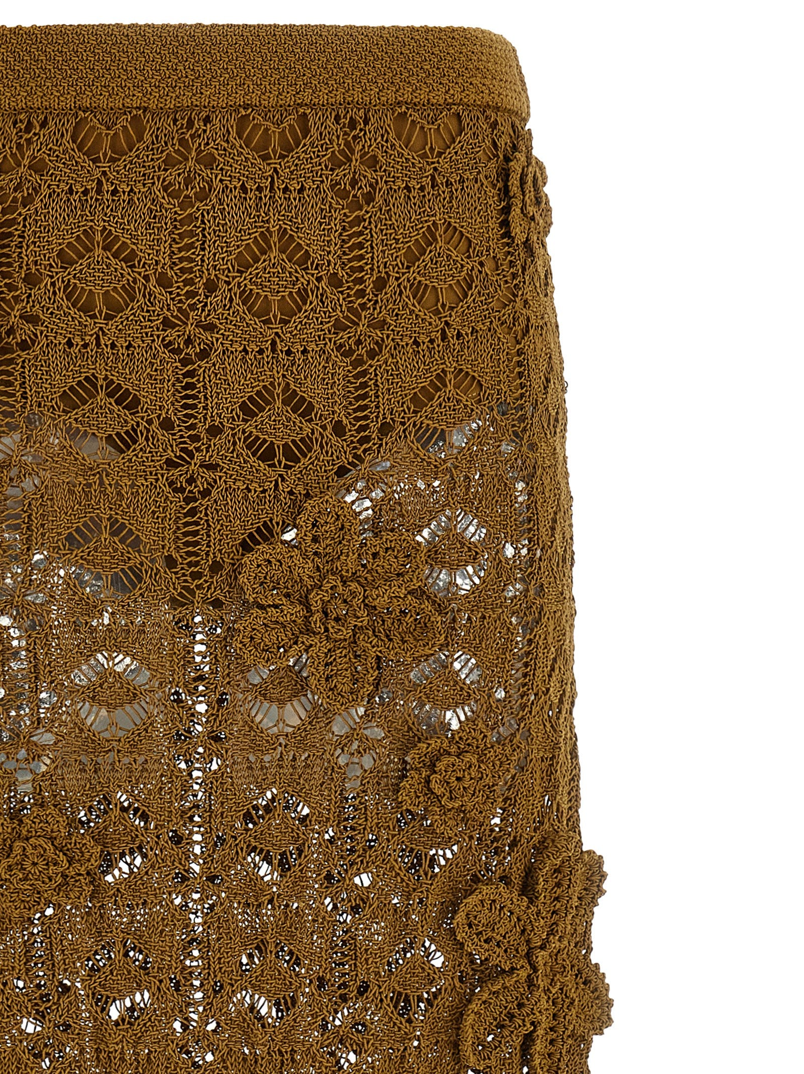 Discover the PINKO Brown Cotton Midi Skirt from the Anthemis collection, where artisanal elegance meets luxurious comfort, perfect for the discerning fashionista.