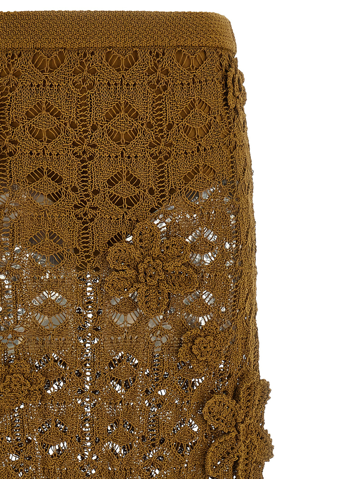 PINKO Brown Cotton Midi Skirt – Artisanal Elegance for the Discerning