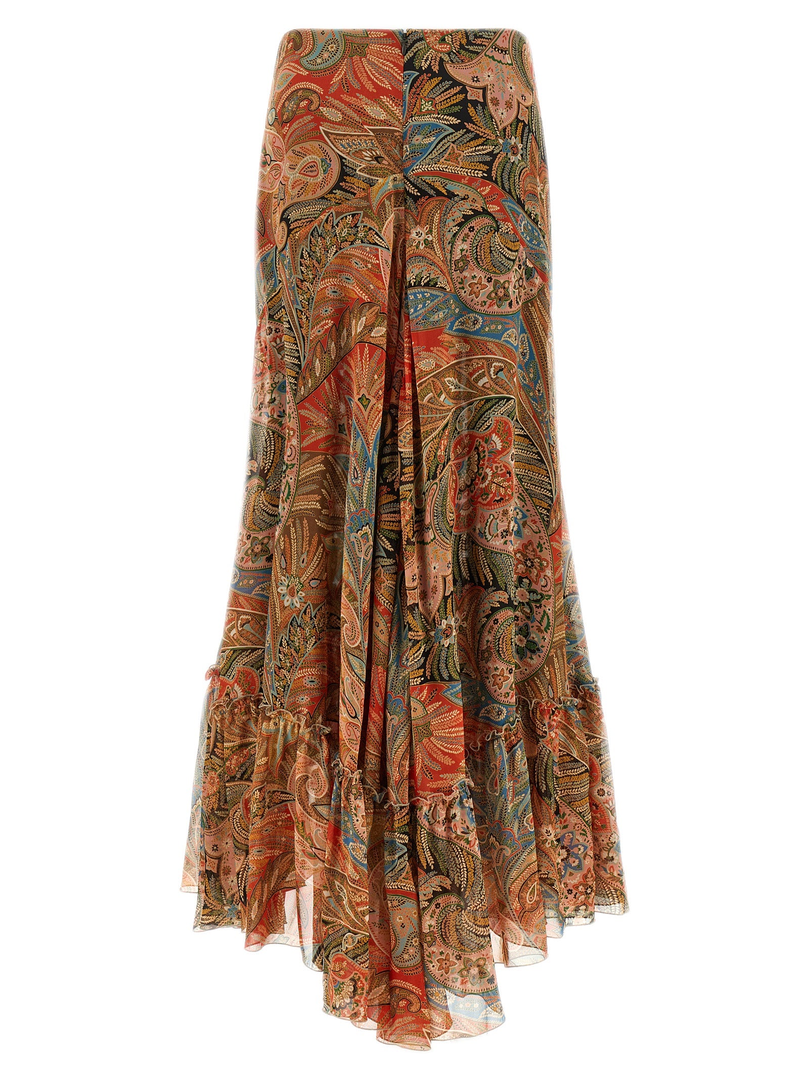 Etro Orange Silk Mini Skirt