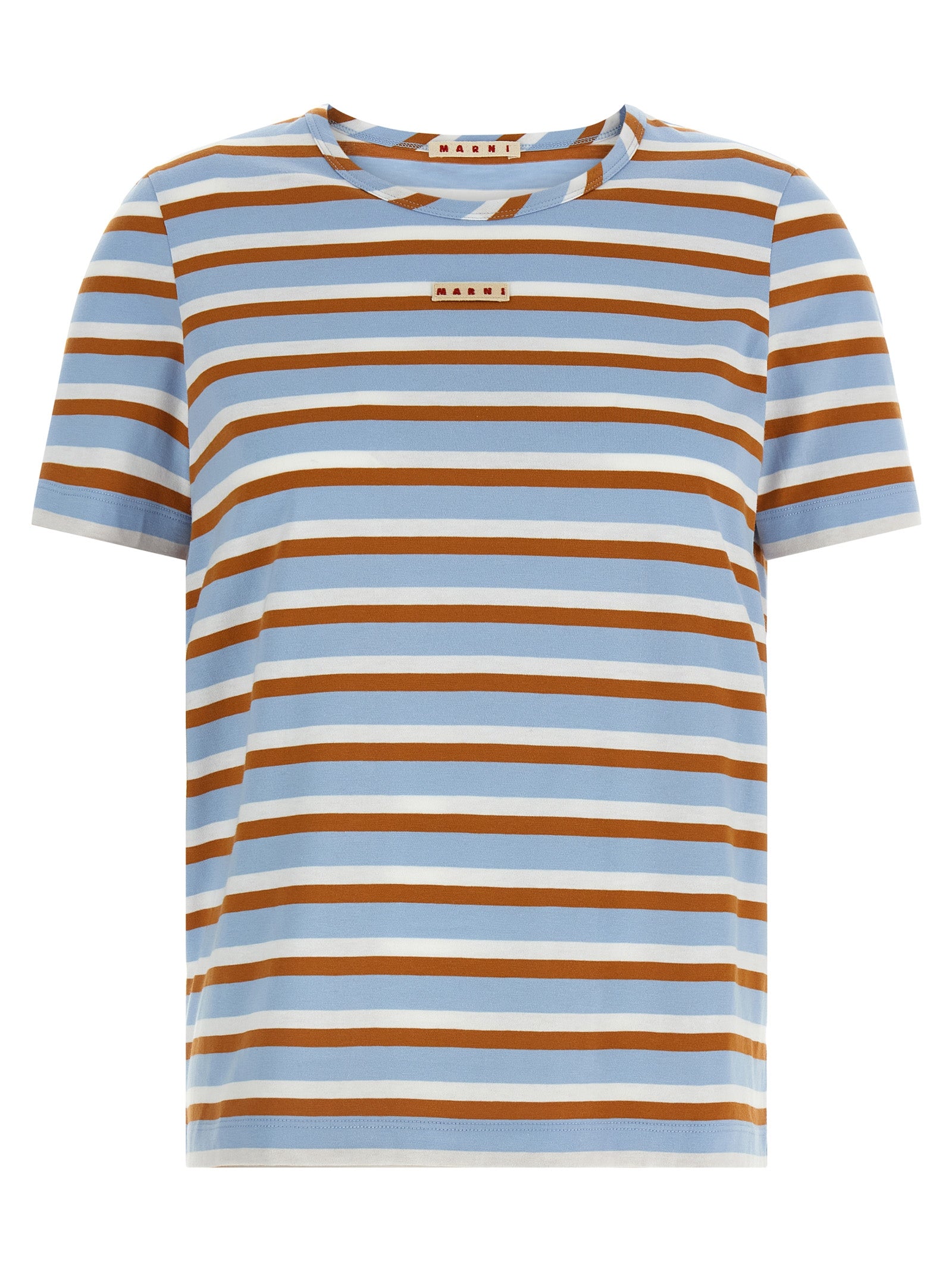 Elevate your wardrobe with the Marni Multicolor Cotton T-Shirt, a masterpiece of vibrant elegance and artisanal craftsmanship, perfect for any occasion.