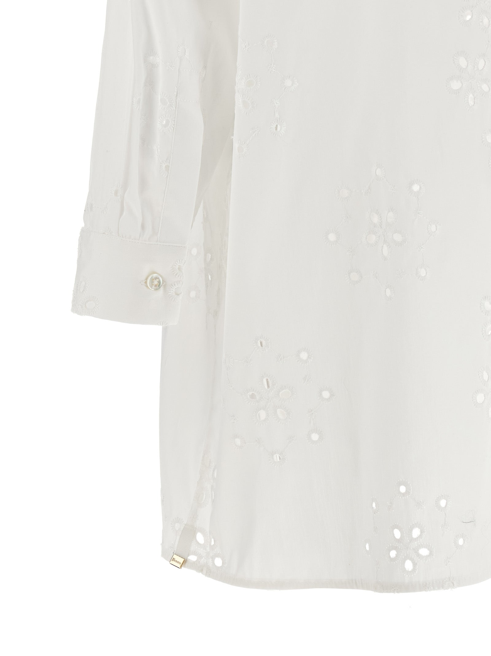 Discover the Herno White Cotton Blouse, a masterpiece of sangallo cotton and exquisite embroidery, embodying timeless elegance and sophistication for the discerning individual.