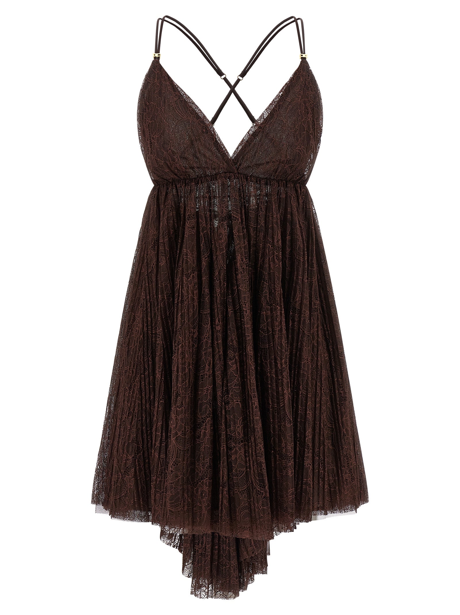 Elisabetta Franchi Brown Polyamide Short Dress - Timeless Elegance