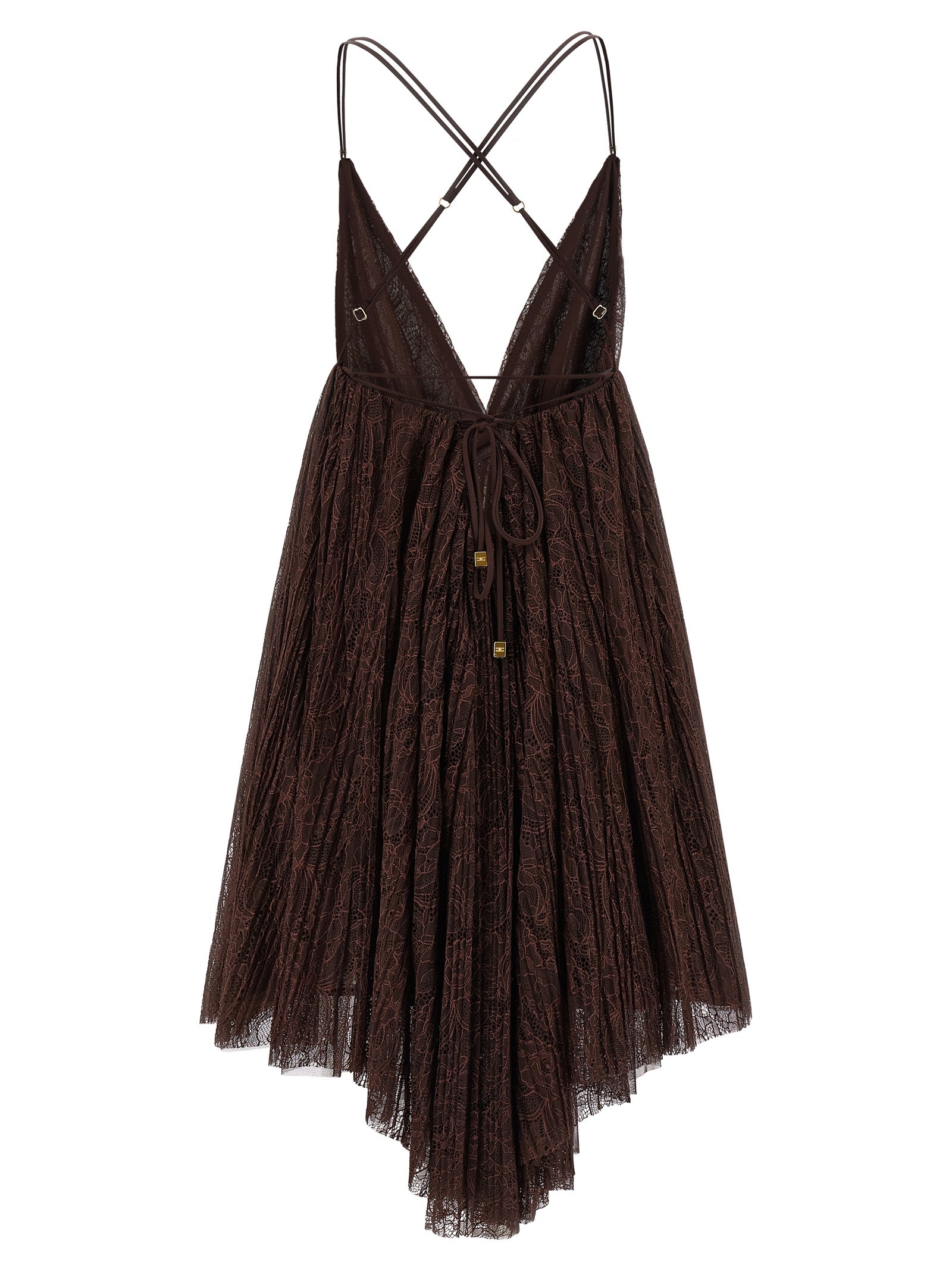 Elisabetta Franchi Brown Polyamide Short Dress - Timeless Elegance