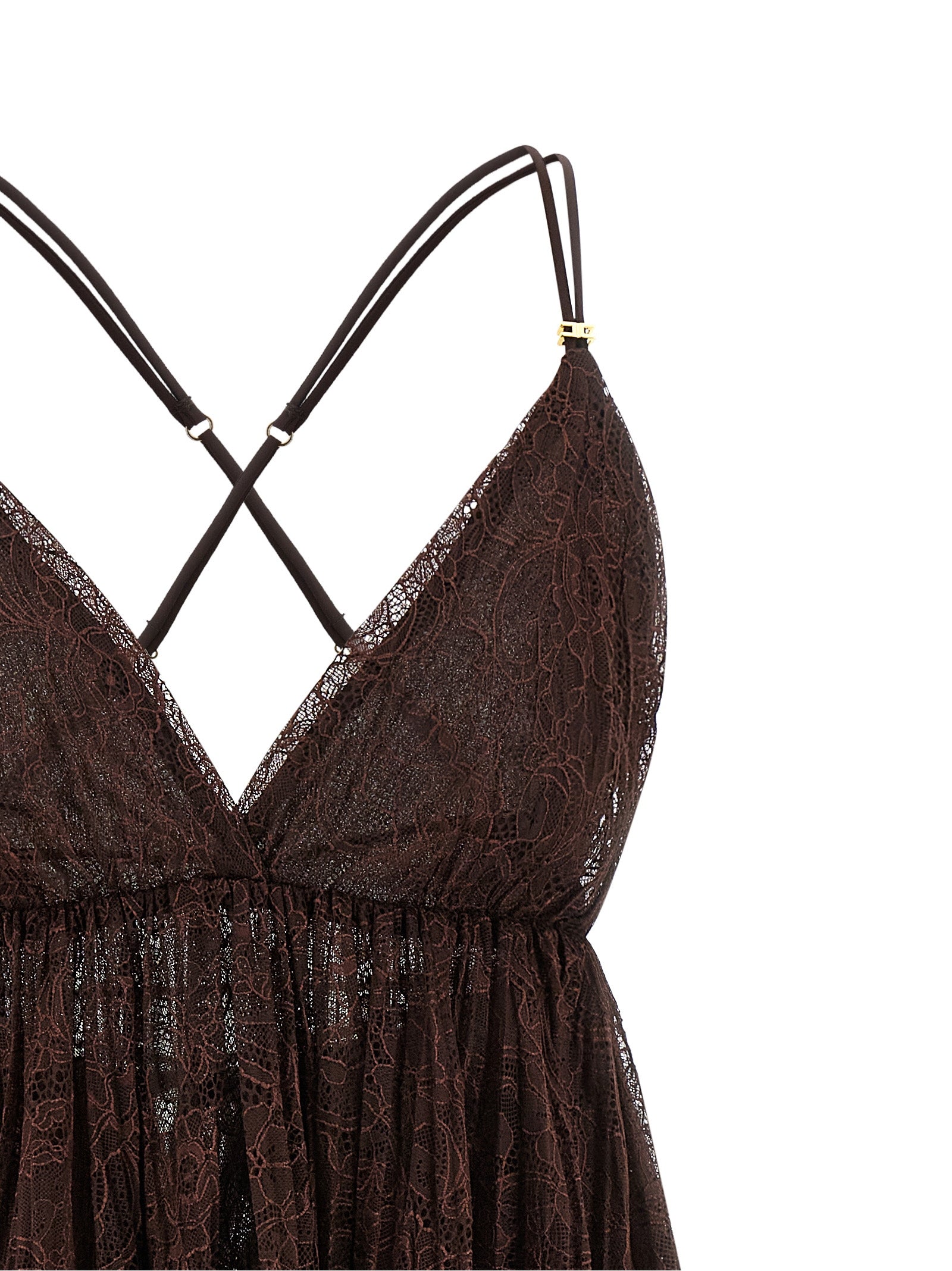 Elisabetta Franchi Brown Polyamide Short Dress - Timeless Luxury