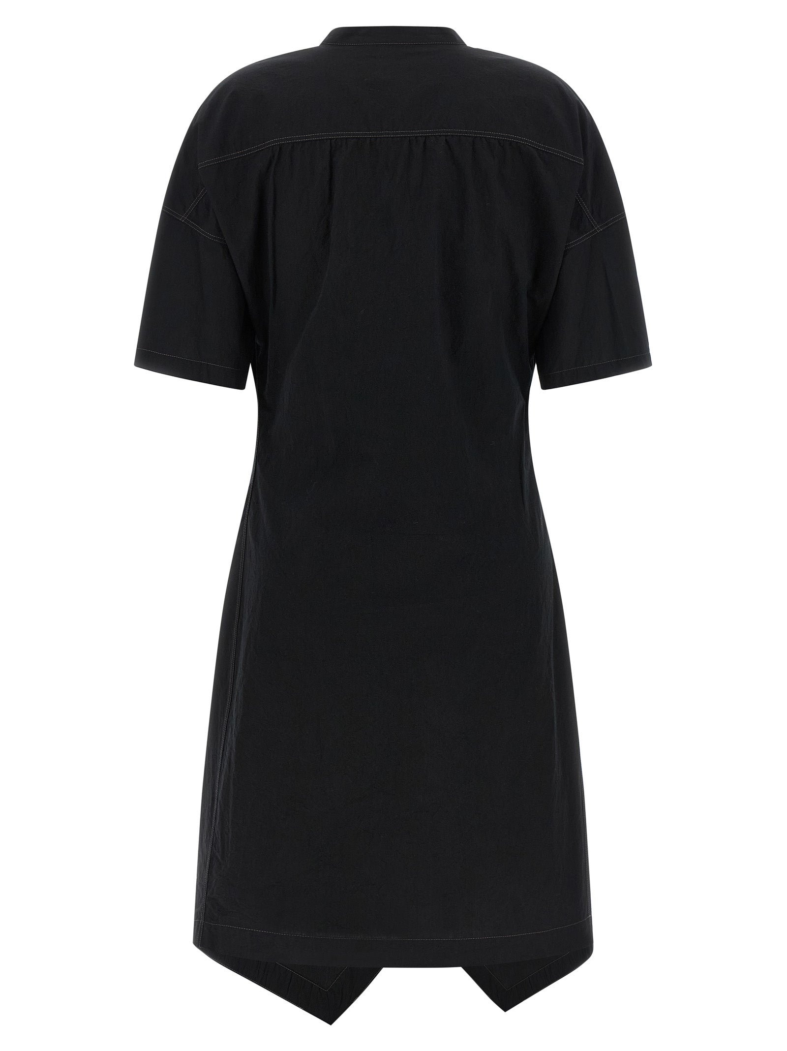 Indulge in the Lemaire Black Cotton Midi Dress, a masterpiece of luxurious cotton crêpe, where refined craftsmanship meets effortless elegance for the discerning individual.
