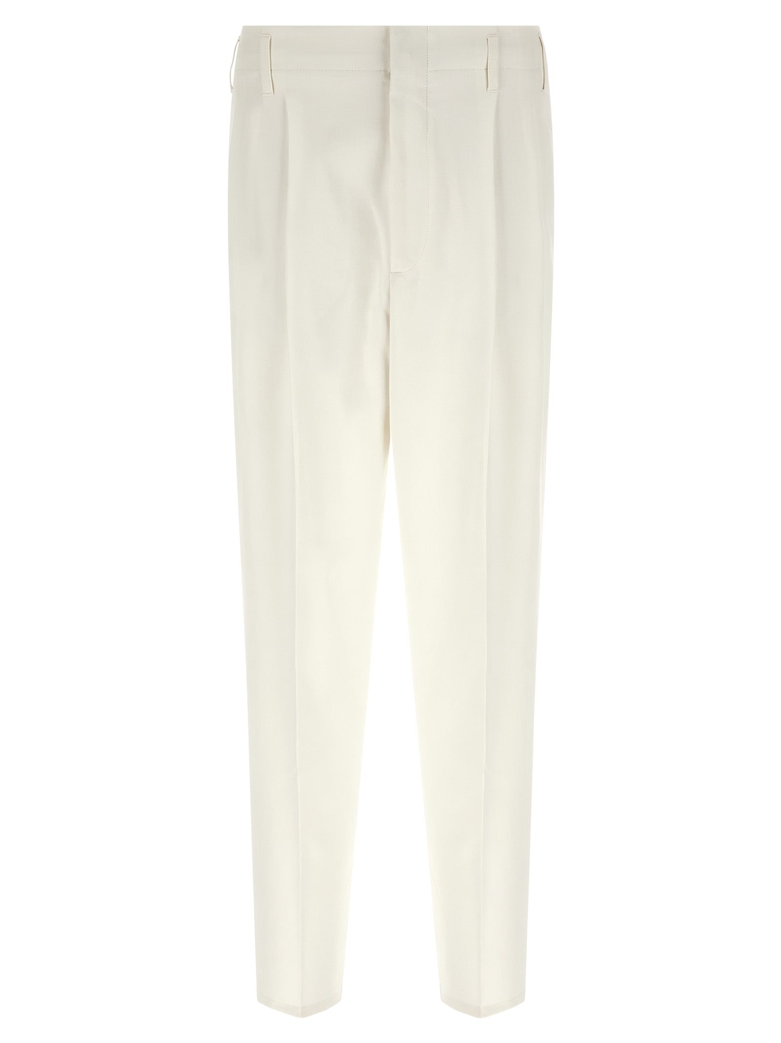 Brunello Cucinelli White Cotton Casual Pants - Artisanal Elegance