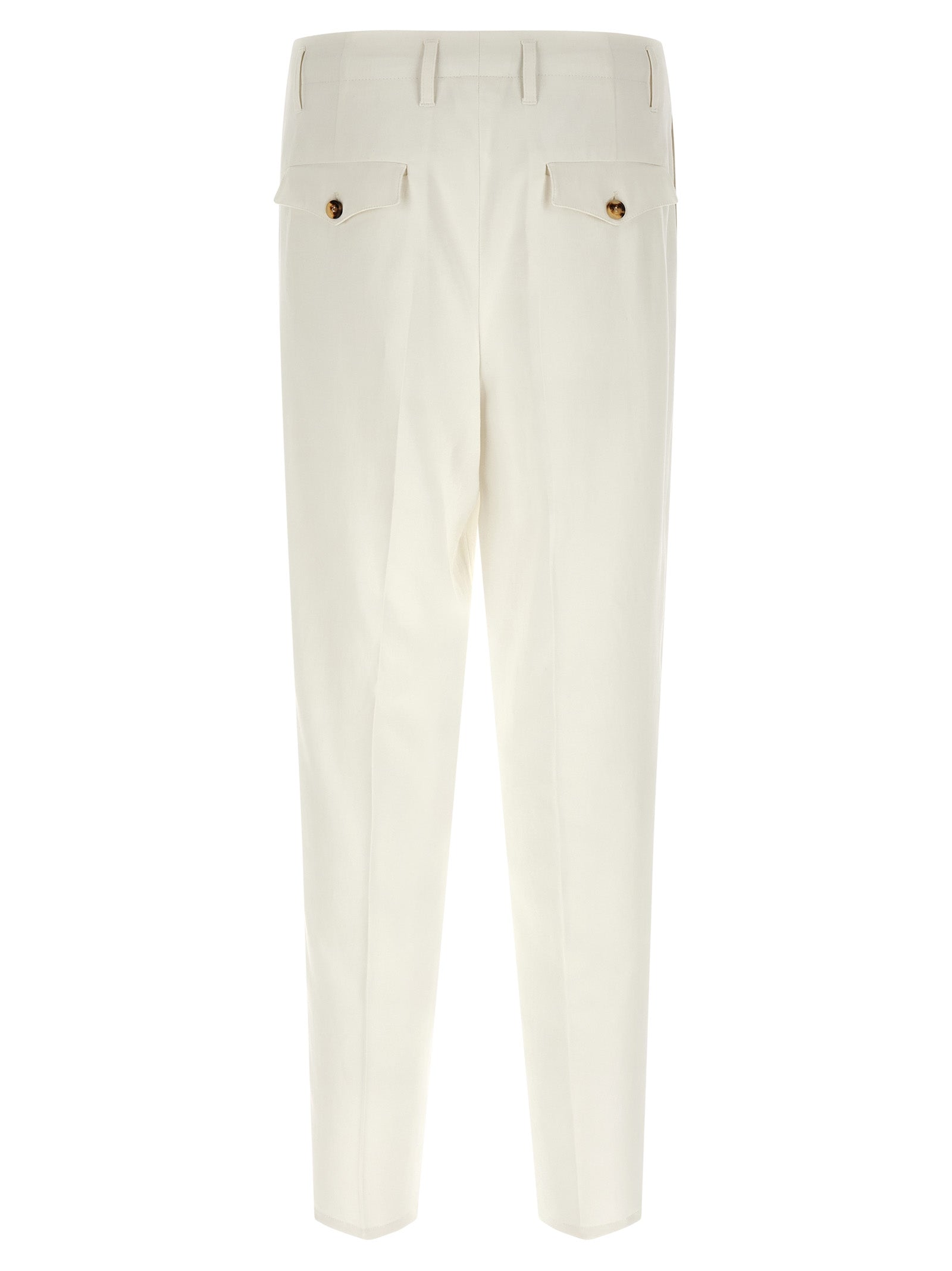 Brunello Cucinelli White Cotton Casual Pants - Artisanal Elegance