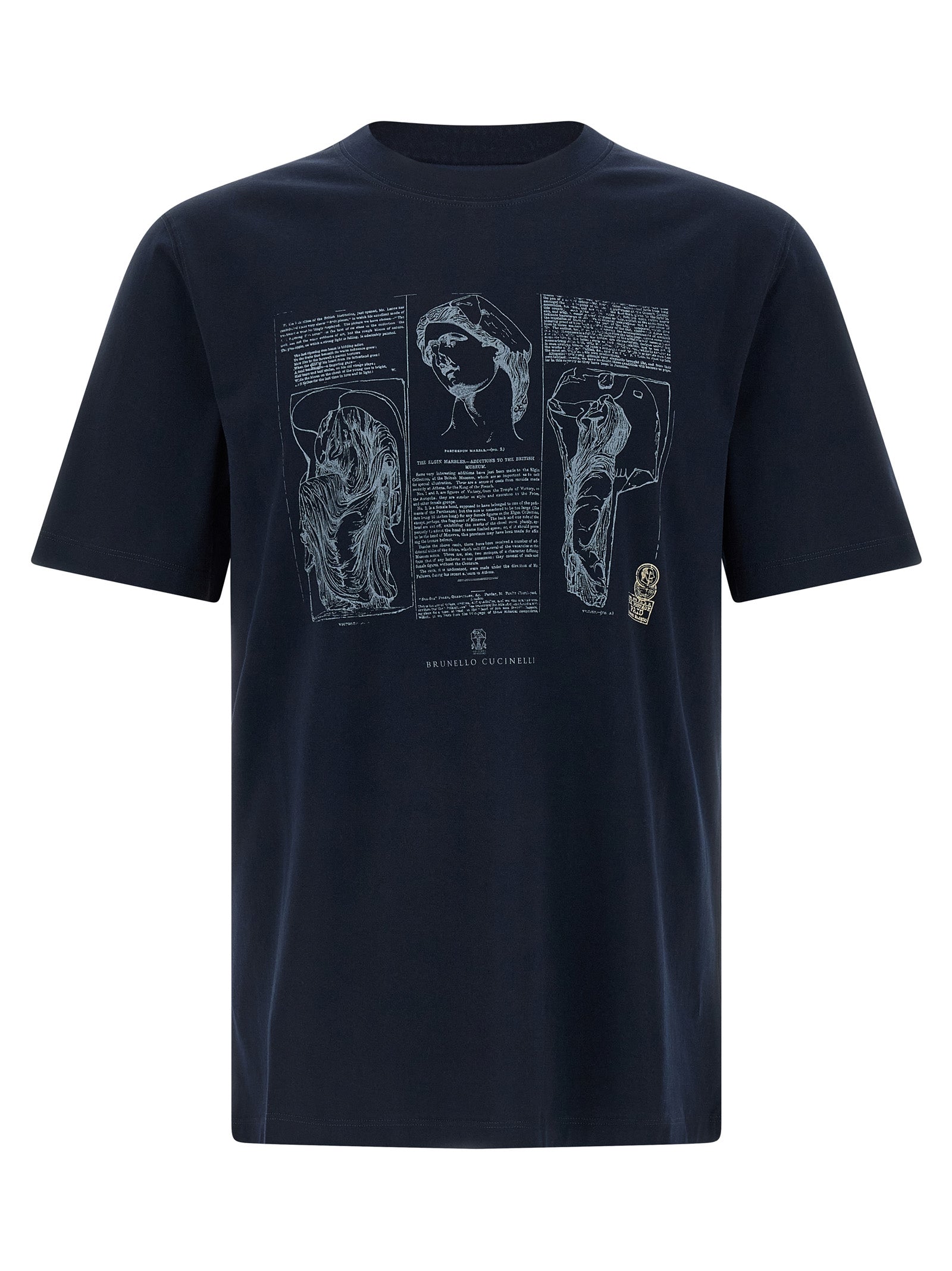 Brunello Cucinelli Blue Cotton T-Shirt - Designer Luxury Couture