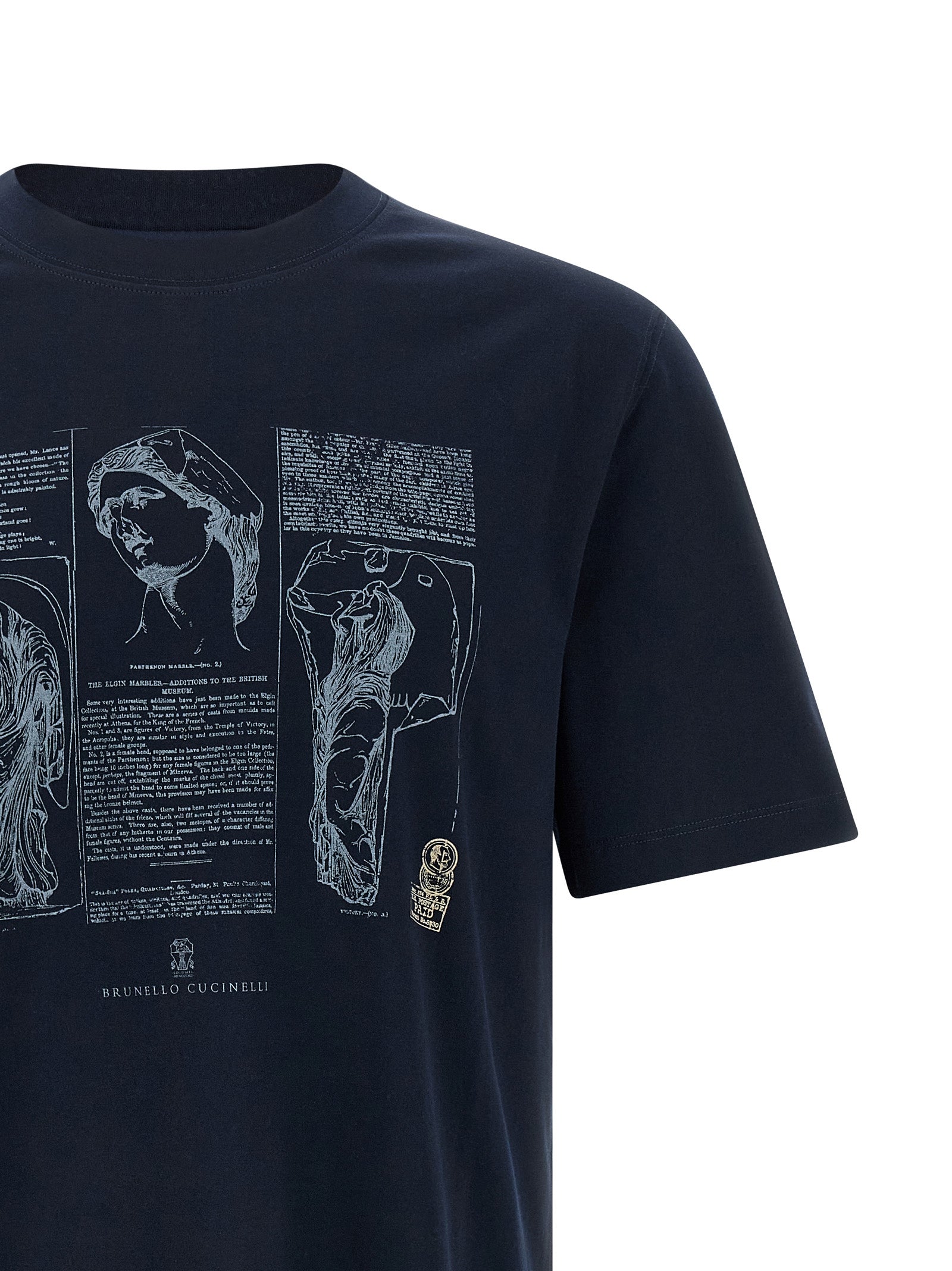 Brunello Cucinelli Blue Cotton T-Shirt | Designer Luxury Couture
