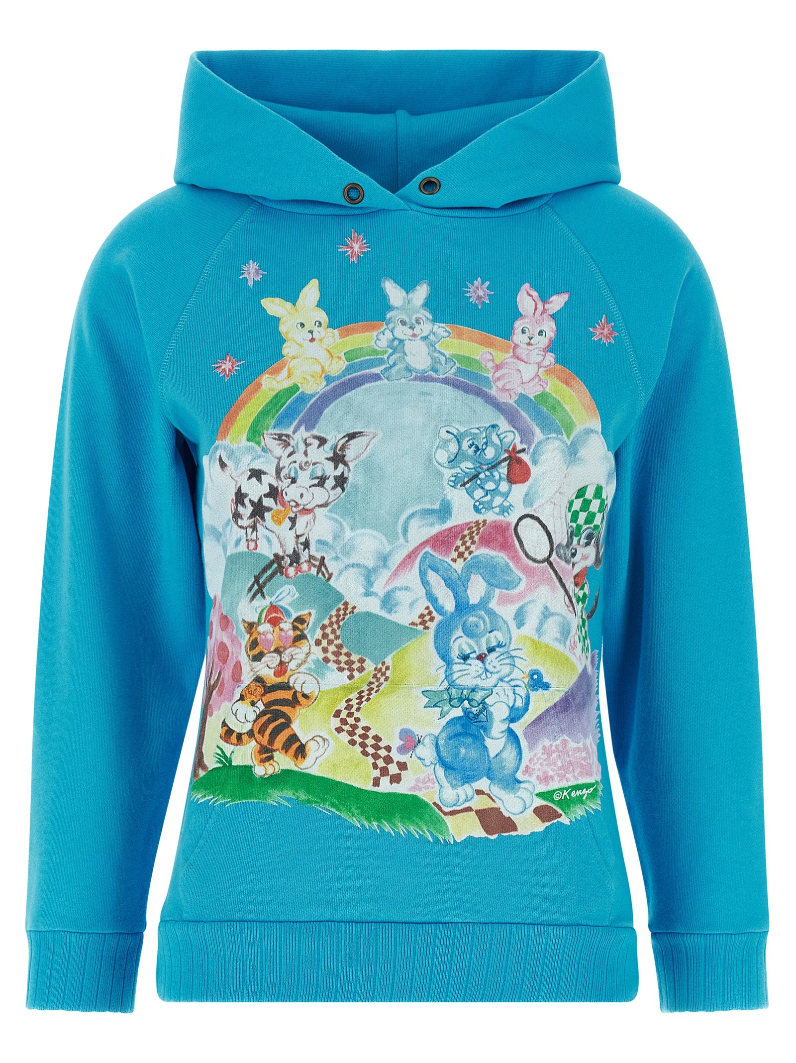 Kenzo Blue Cotton Hoodie - Designer Artisanal Luxury Fashion