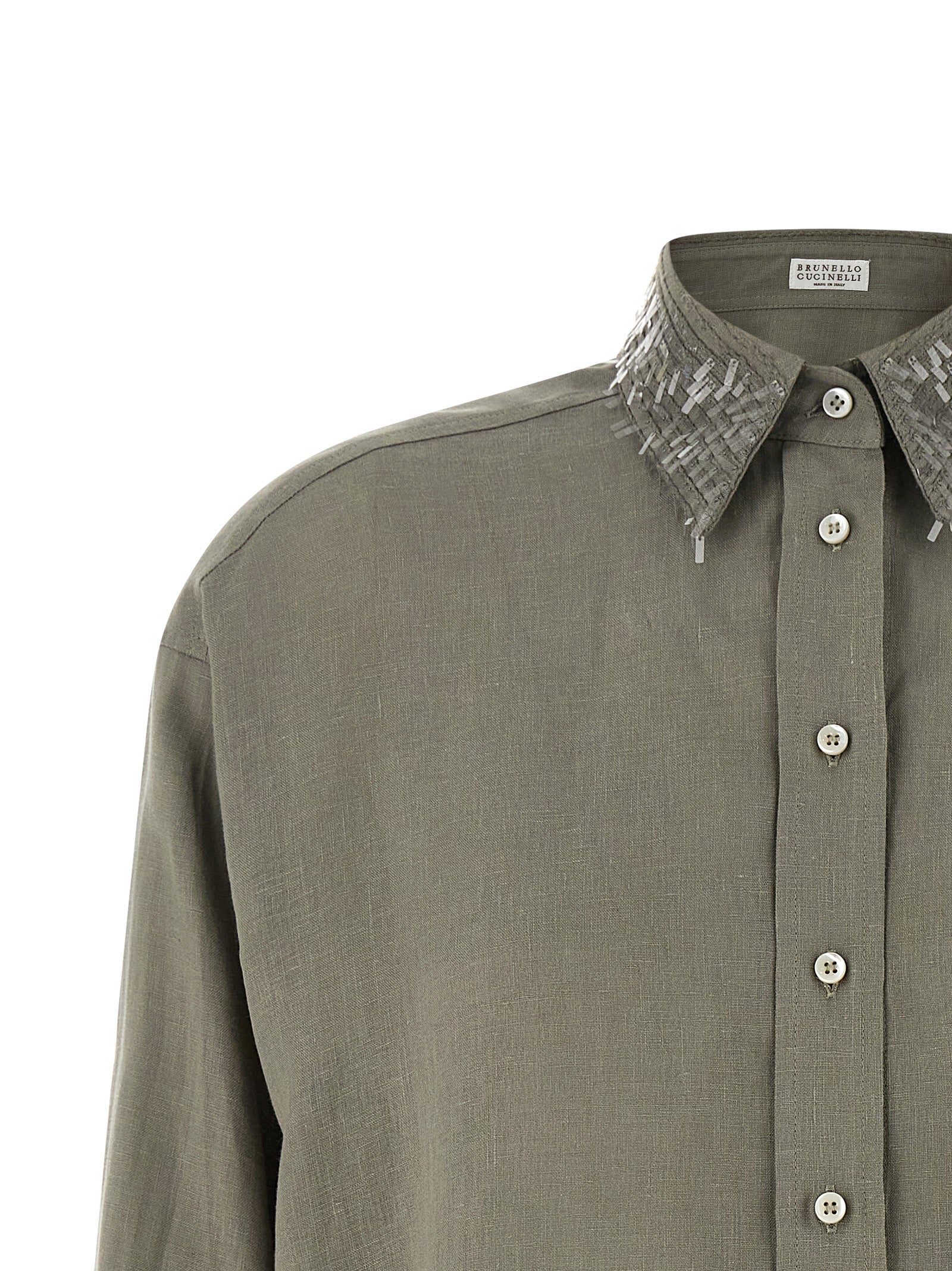 Brunello Cucinelli Bicolor Linen Blouse - Artisanal Couture Elegance
