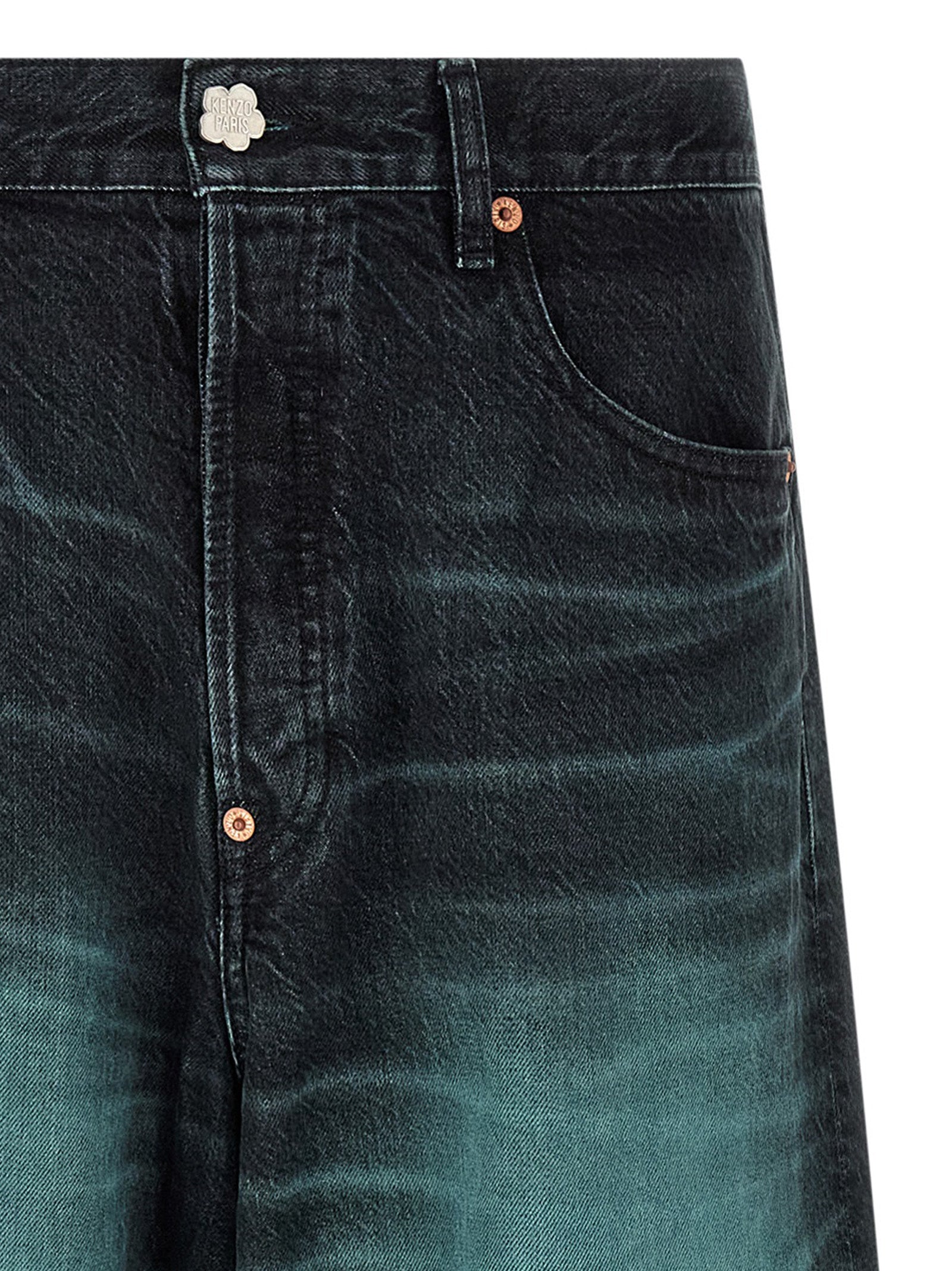 Indulge in KENZO's Blue Cotton Jeans, crafted from luxurious Kuroki Japanese denim, merging bold design with timeless elegance for the discerning fashion connoisseur.