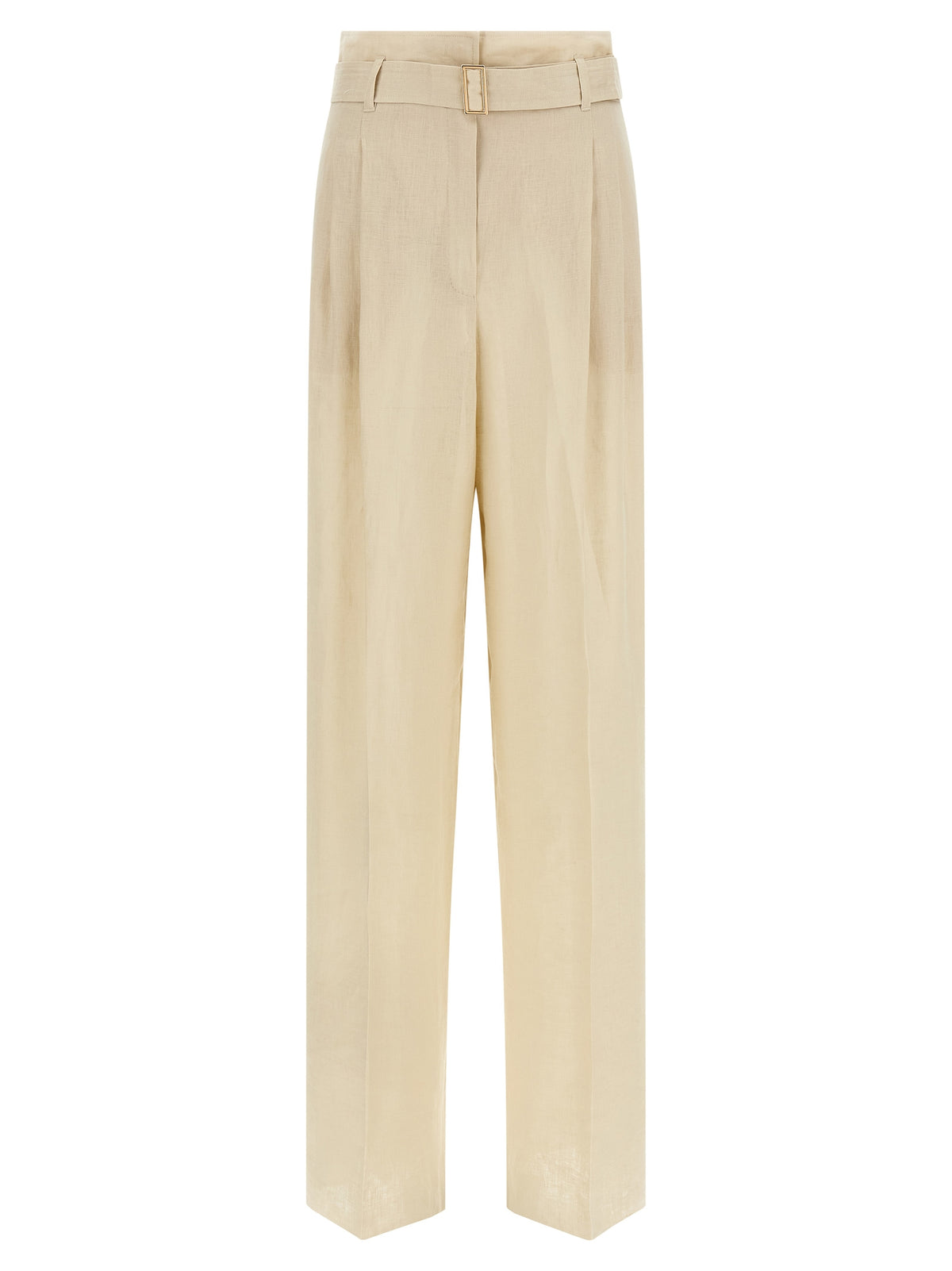 Max Mara Beige Linen Casual Pants - Artisanal Elegance Awaits