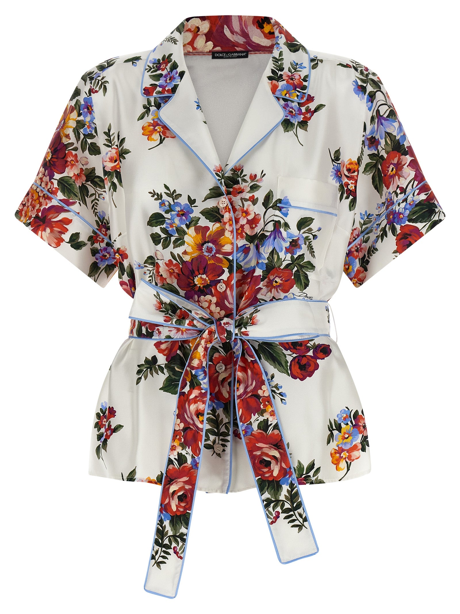 Dolce & Gabbana White Silk Blouse - Exquisite Floral Elegance