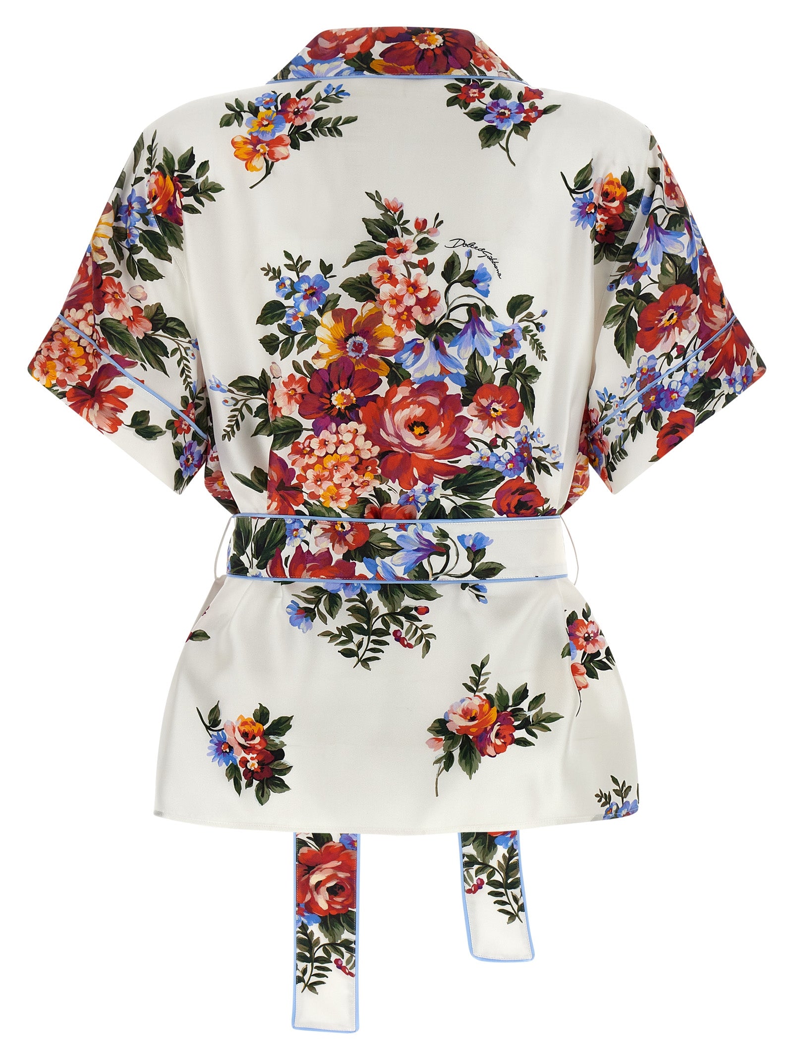 Dolce & Gabbana White Silk Blouse - Exquisite Floral Elegance