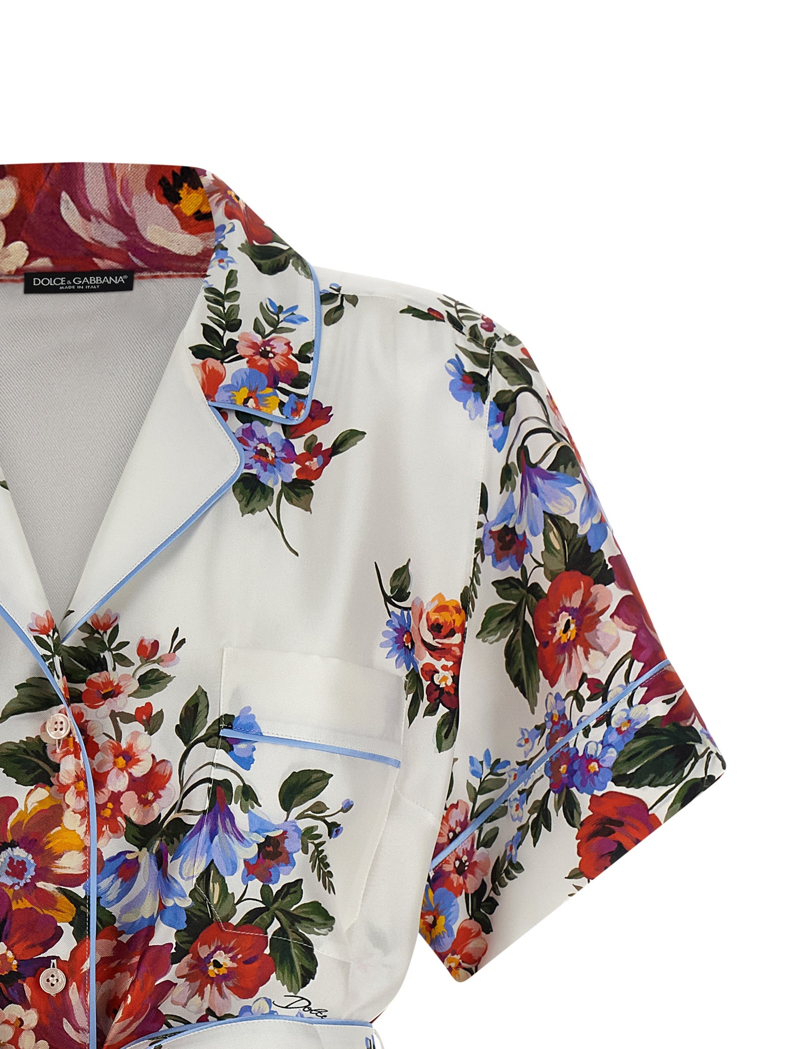 Dolce & Gabbana White Silk Blouse - Exquisite Floral Elegance