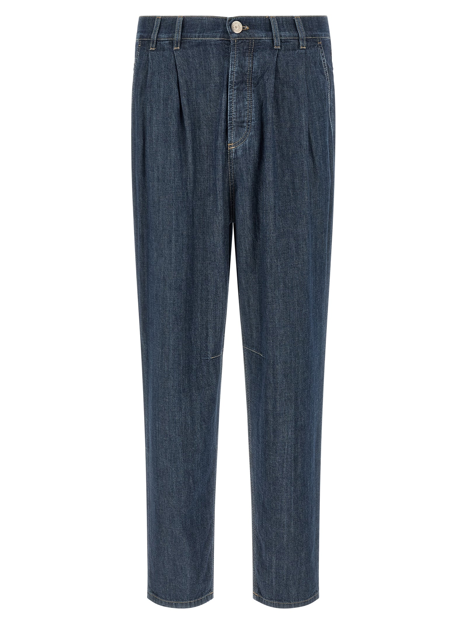 Indulge in the exquisite Brunello Cucinelli Blue Cotton Straight-Leg Jeans, where artisanal craftsmanship meets timeless elegance, perfect for the discerning wardrobe.