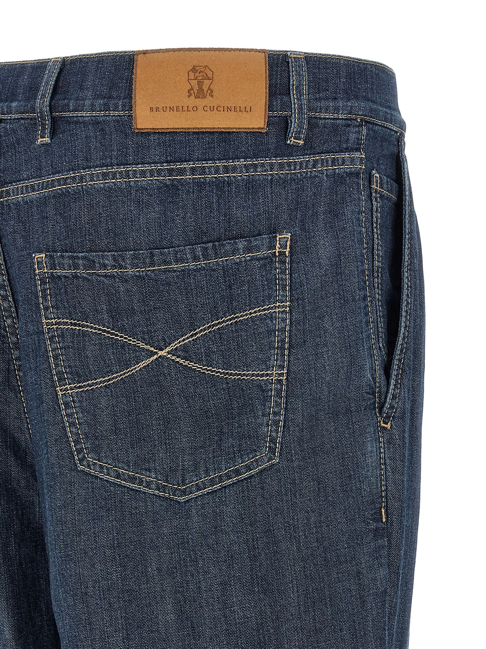 Brunello Cucinelli Blue Cotton Straight-Leg Jeans, Artisanal Luxury