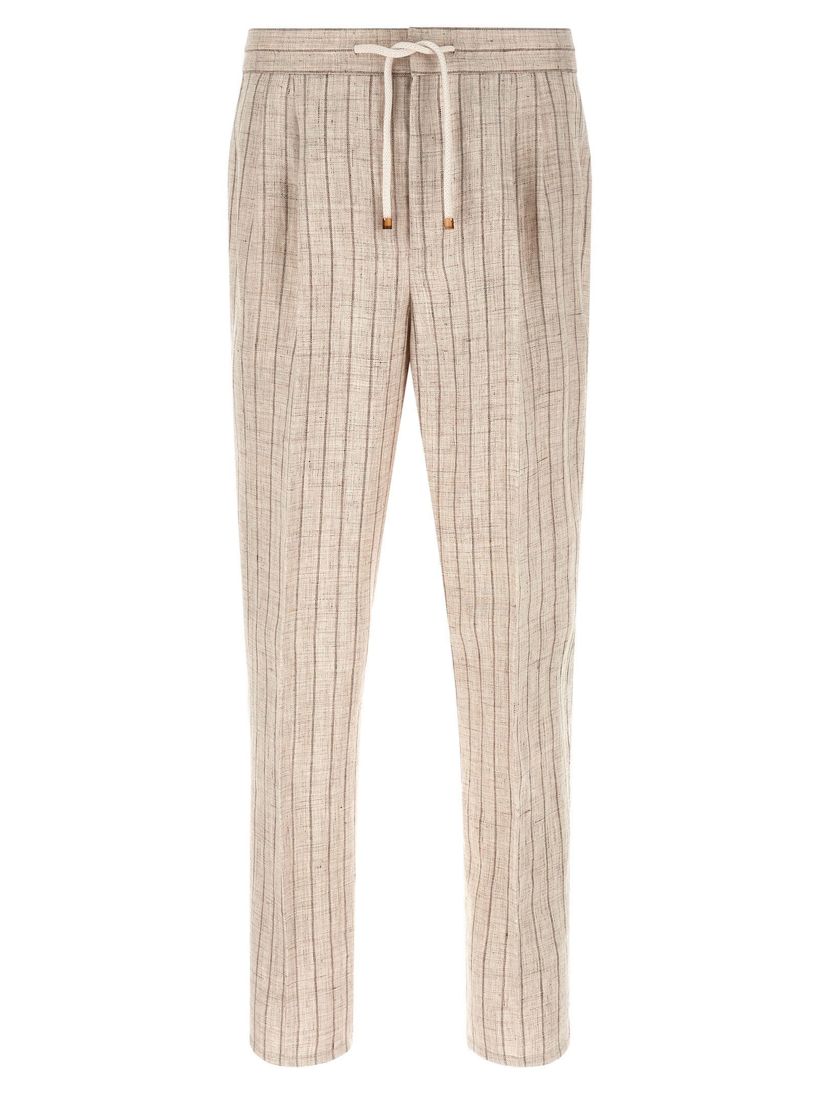Brunello Cucinelli Beige Linen Casual Pants - Artisanal Luxury
