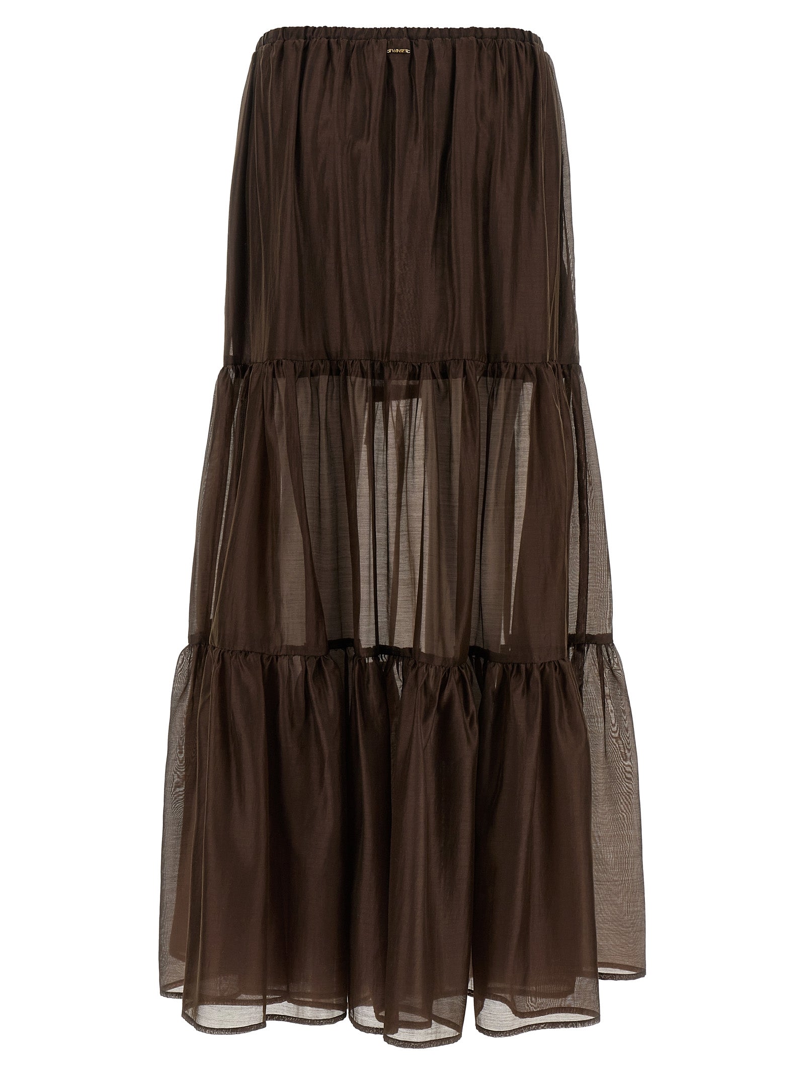 Twinset Brown Lycra Mini Skirt - Artisanal Elegance Redefined
