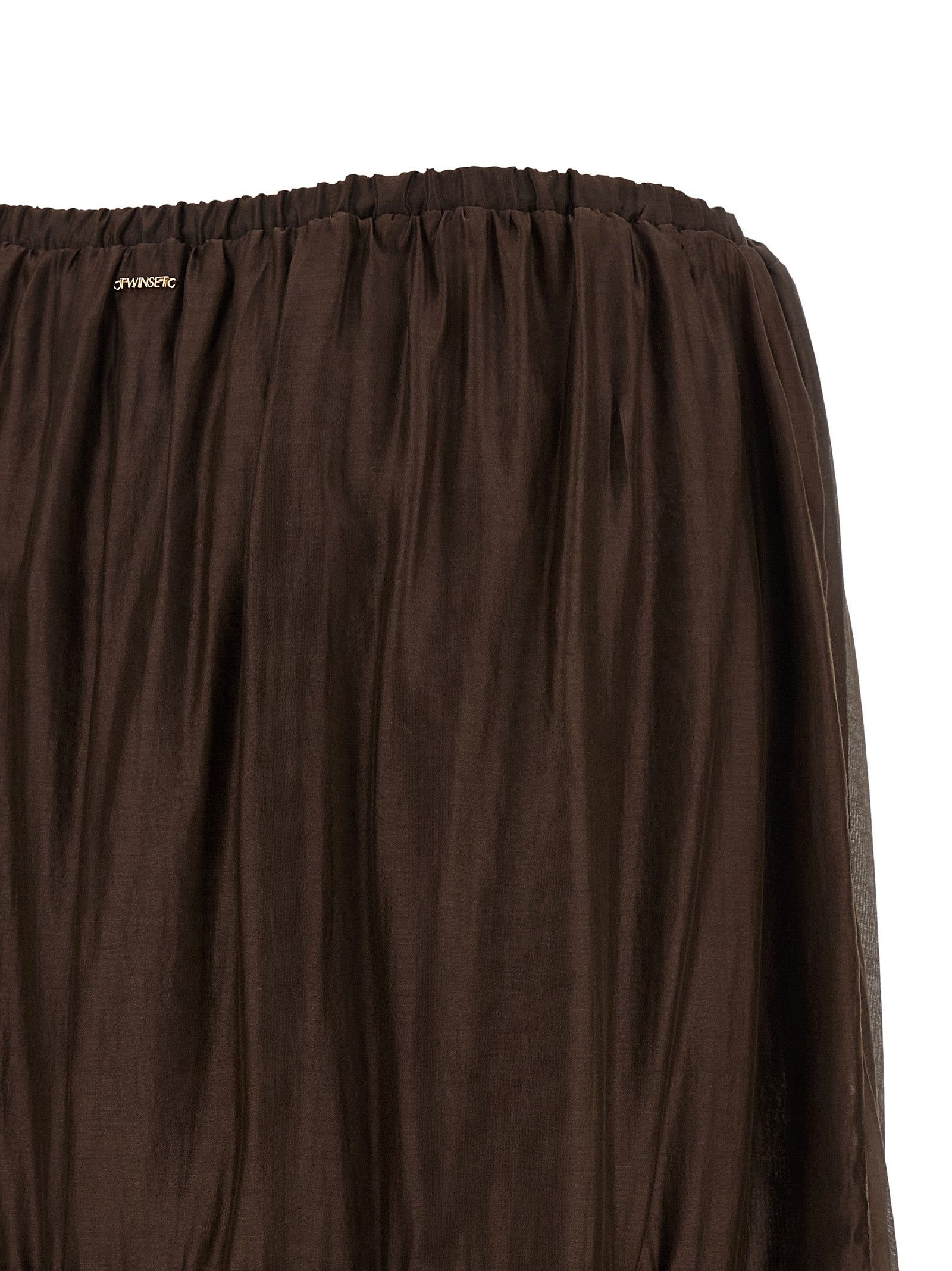 Twinset Brown Lycra Mini Skirt - Artisanal Elegance in Motion