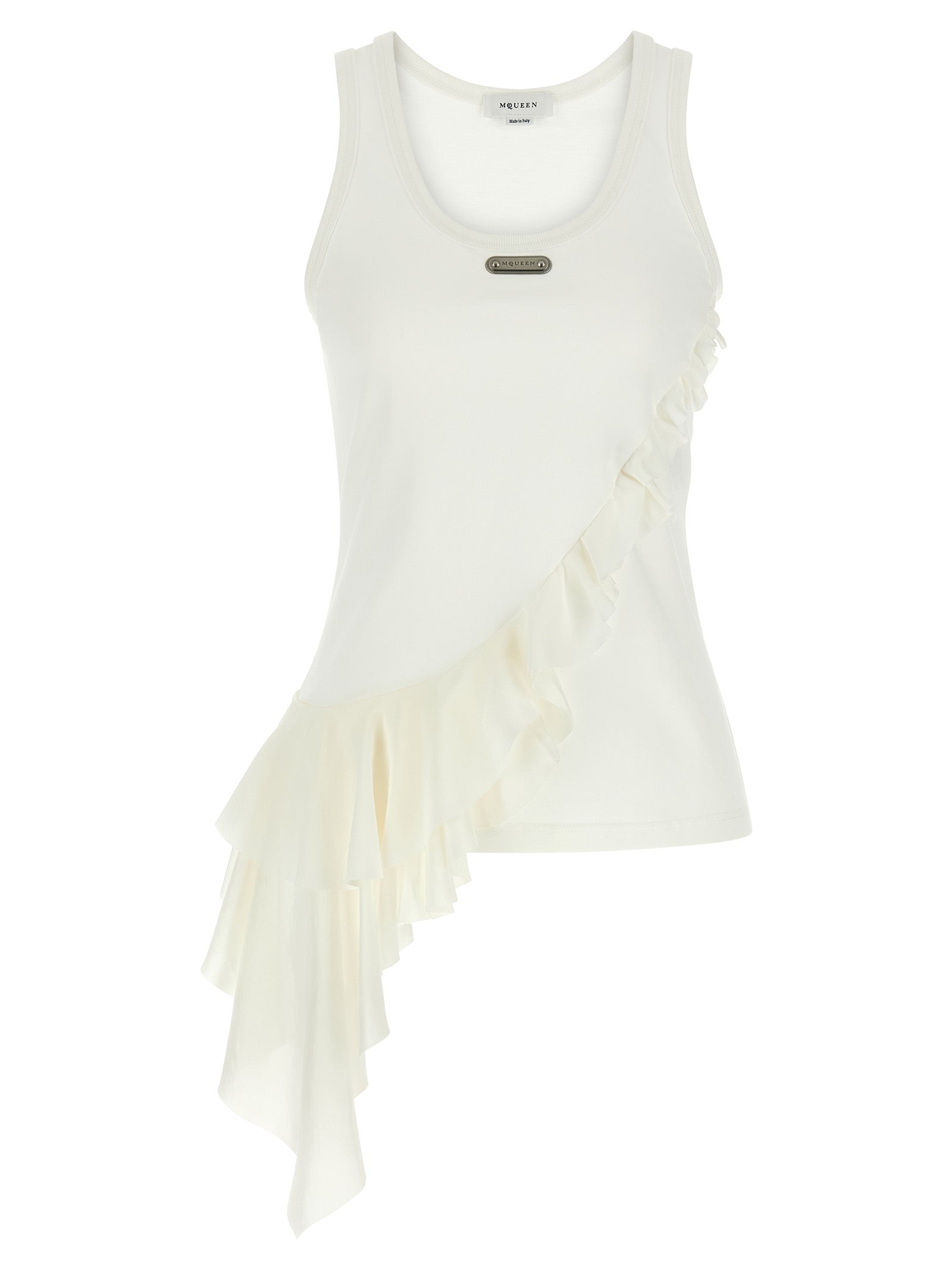 Alexander McQueen White Cotton Tank Top - Couture Elegance