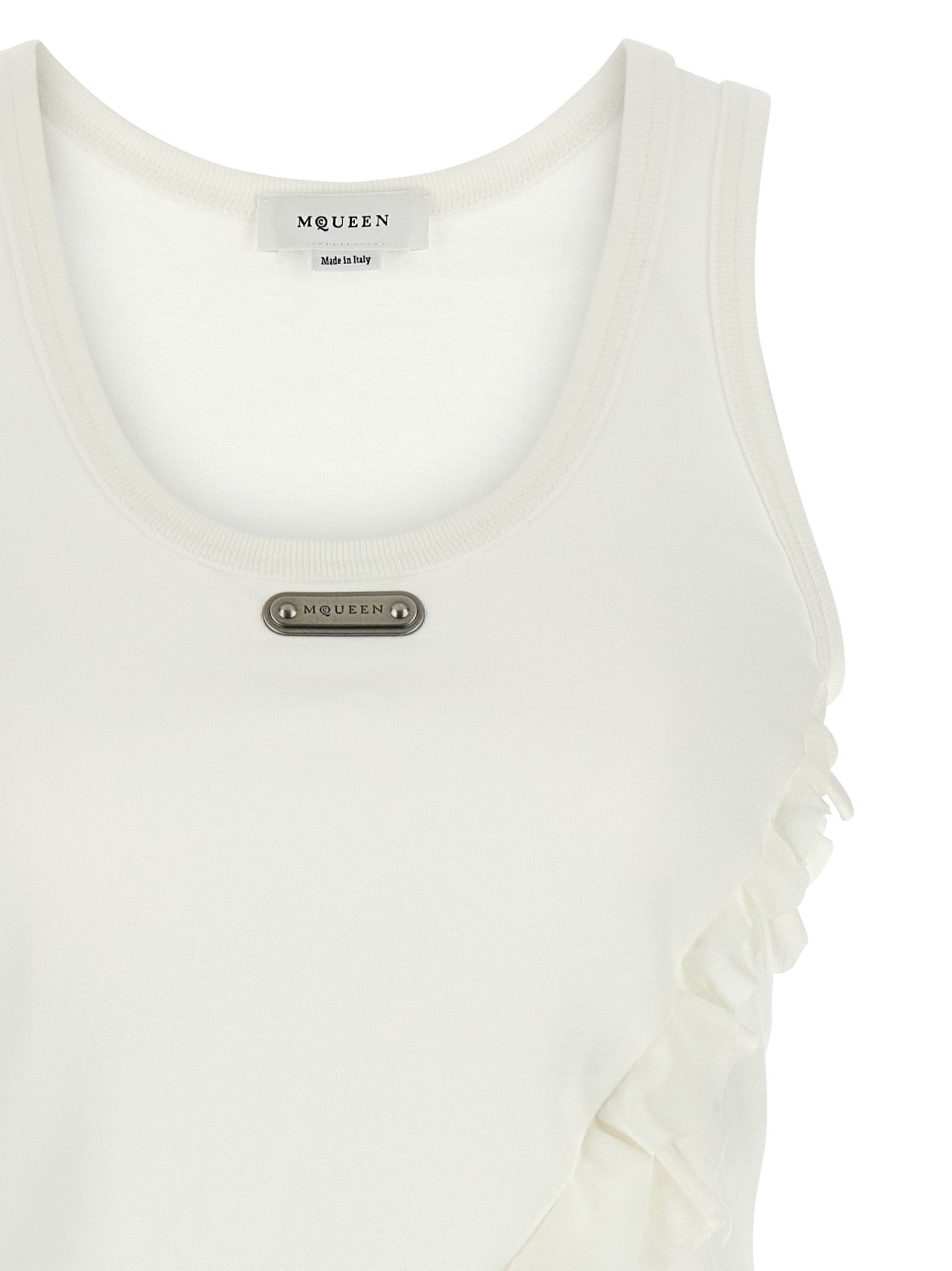 Alexander McQueen Cotton Tank Top - Asymmetrical Couture Elegance