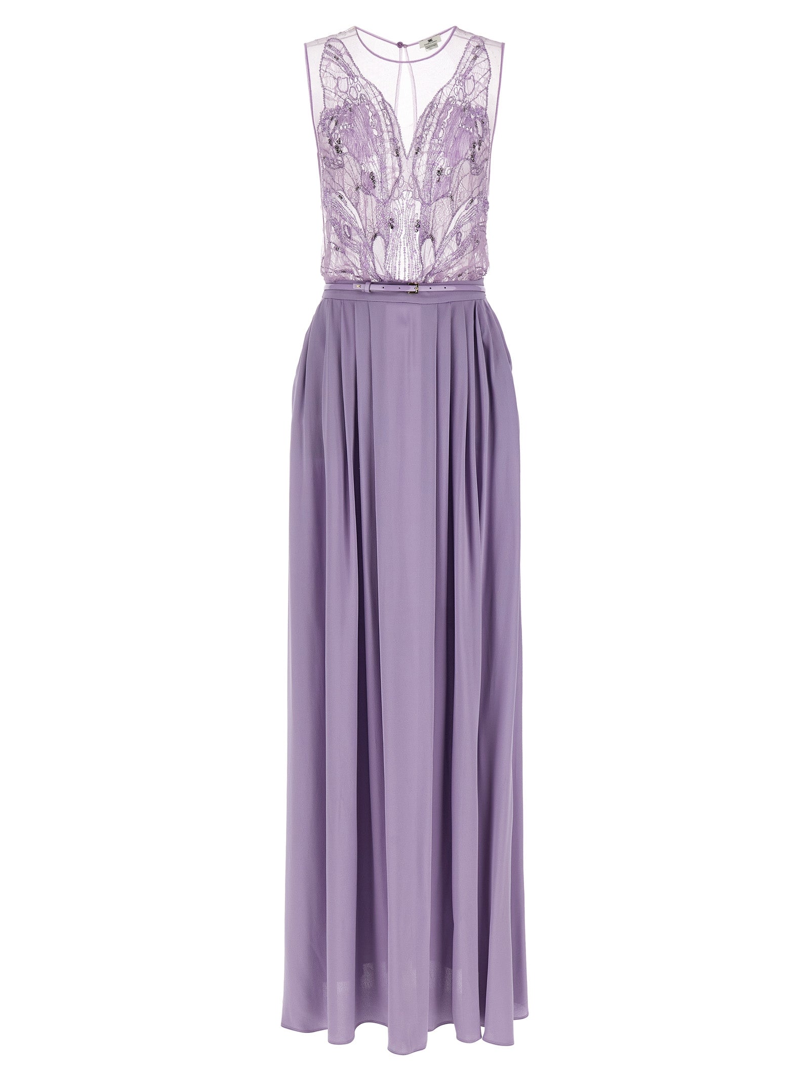 Elisabetta Franchi Purple Viscose Long Dress - Couture Elegance