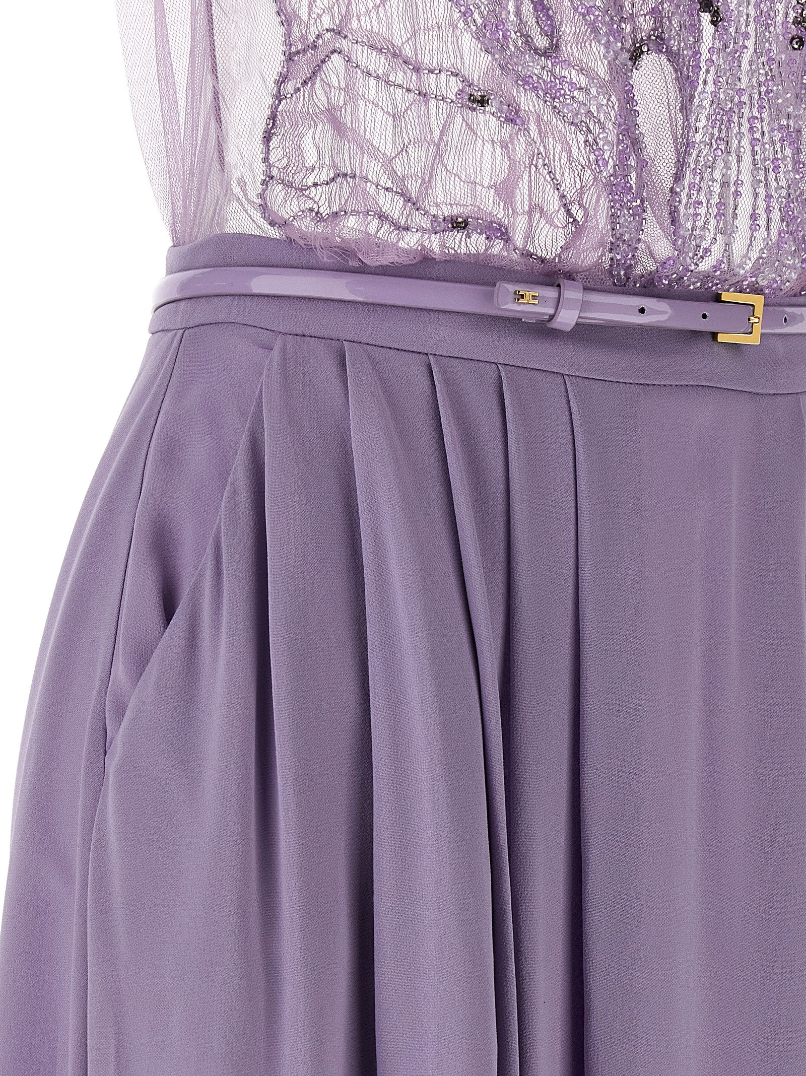 Elisabetta Franchi Purple Viscose Long Dress - Couture Elegance