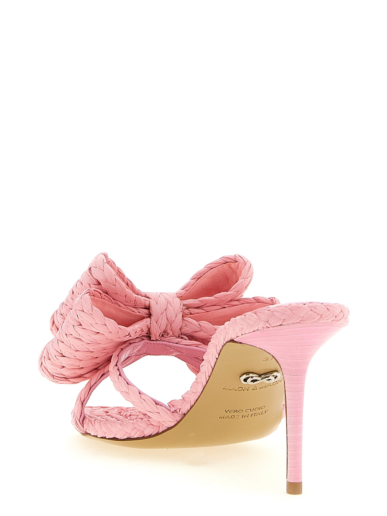 Indulge in the exquisite MACH & MACH Multicolor Raffia Stiletto Heel Sandals, handcrafted in Italy from luxurious raffia, embodying elegance and artisanal craftsmanship for the discerning fashion aficionado.
