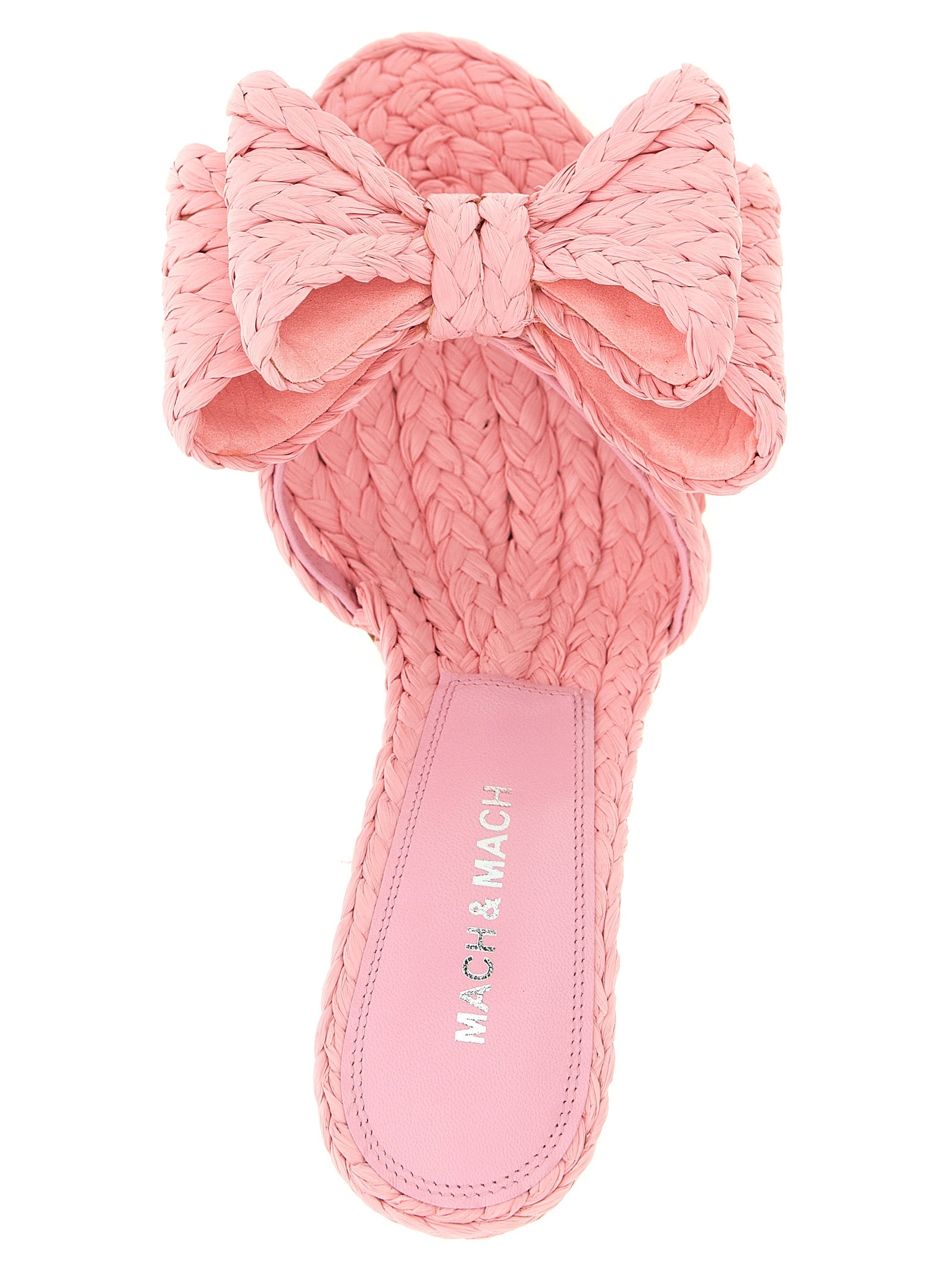 Indulge in the exquisite MACH & MACH Multicolor Raffia Stiletto Heel Sandals, handcrafted in Italy with luxurious raffia and a statement bow, perfect for the discerning connoisseur.