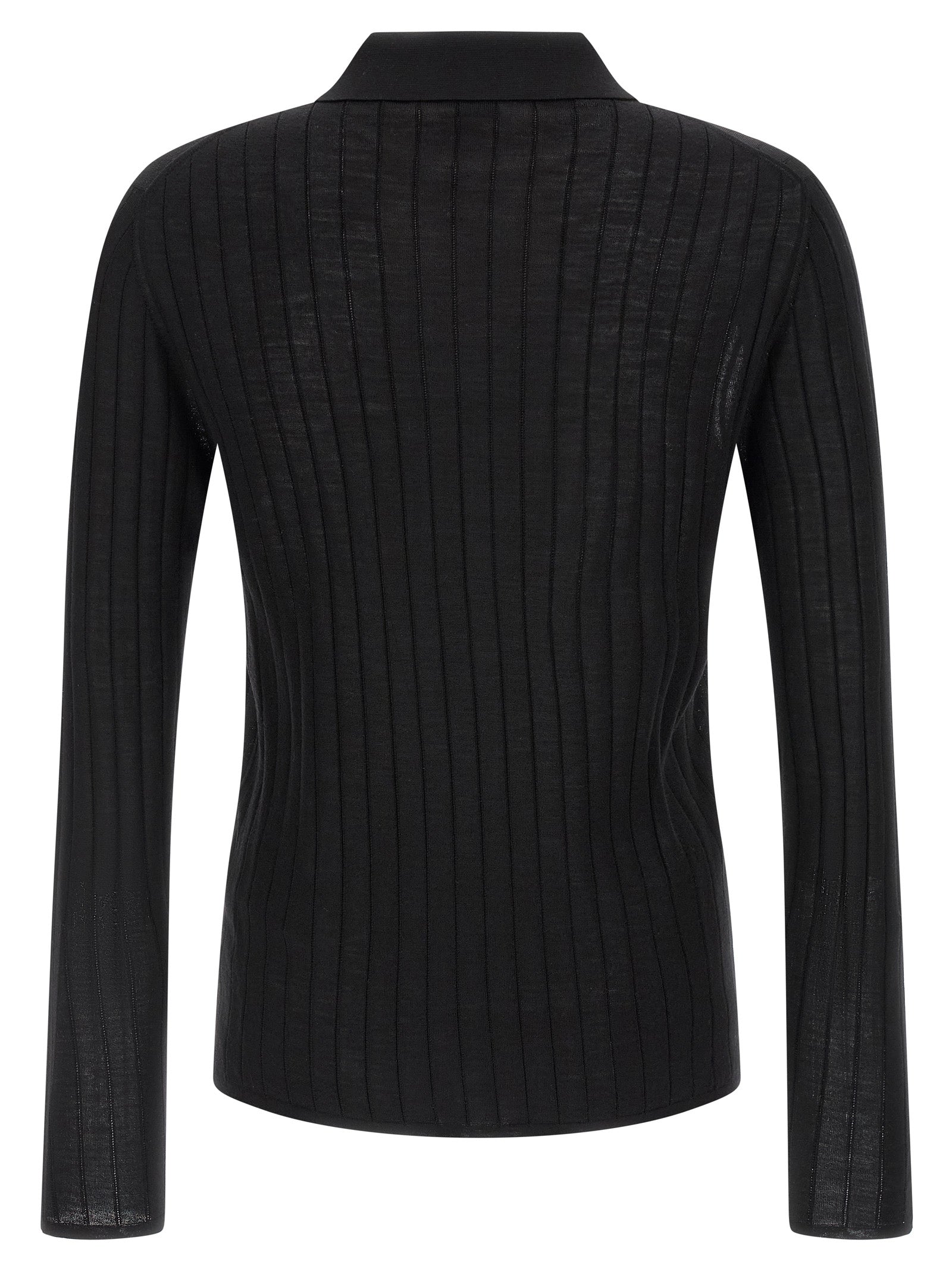 Discover the Saint Laurent Black Wool Polo Shirt, a luxurious blend of sophistication and artistry, perfect for those who embrace refined elegance and individuality.