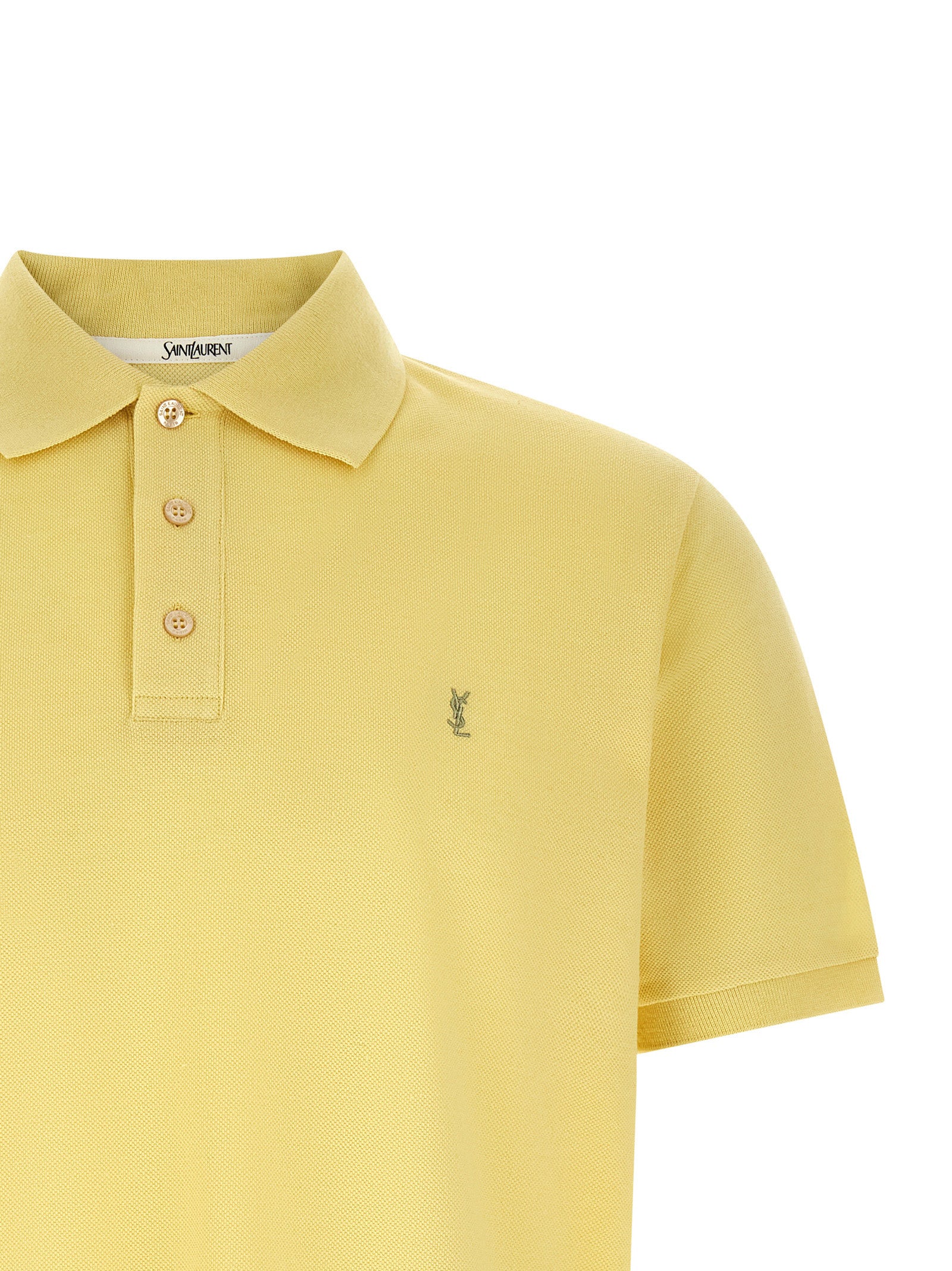 Elevate your wardrobe with the Saint Laurent Bicolor Cotton Polo Shirt, a luxurious blend of craftsmanship and bold design, perfect for discerning individuals.