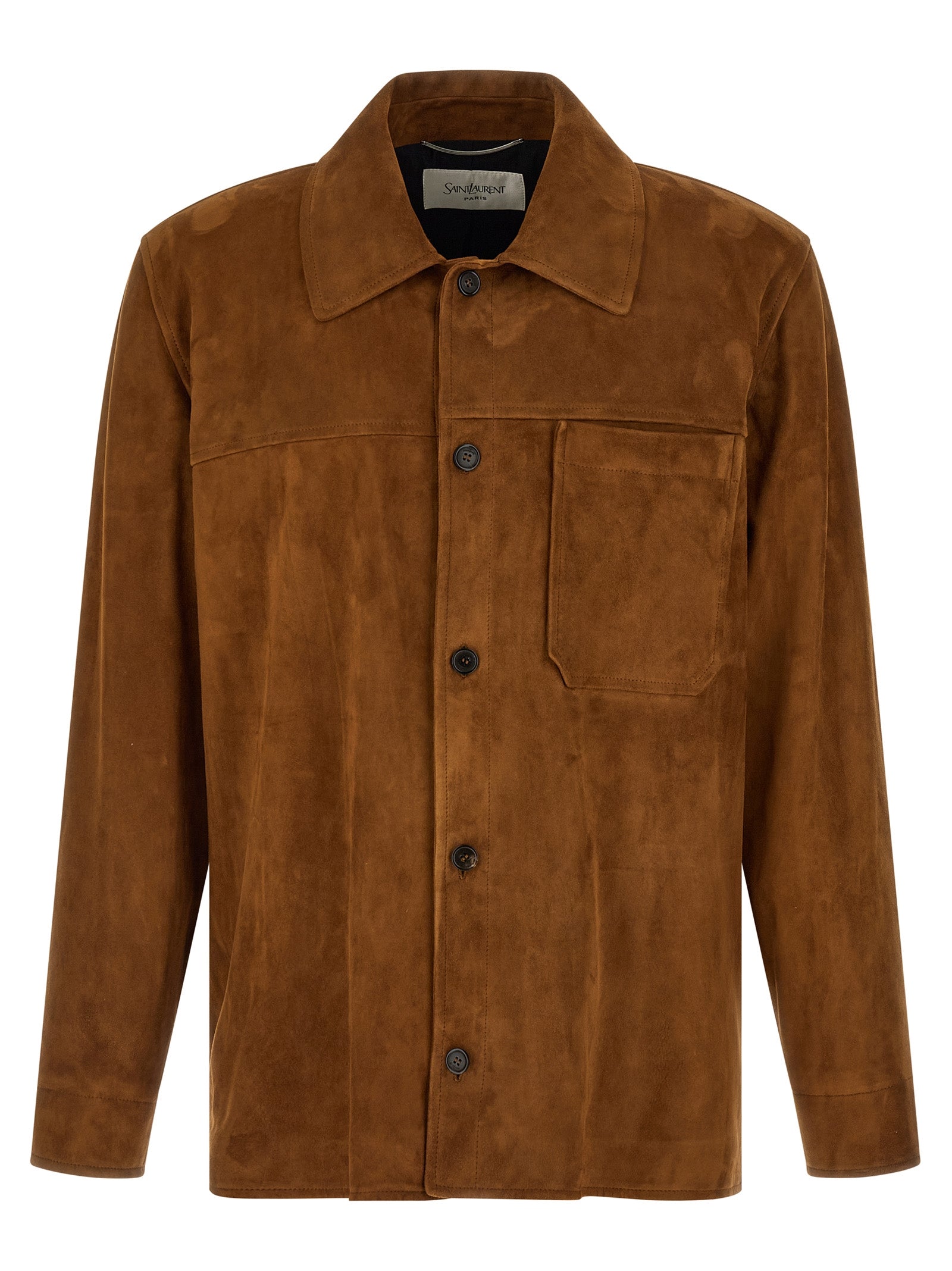 Elevate your style with the Saint Laurent Brown Lamb Leather Jacket, a timeless masterpiece of artisanal craftsmanship that embodies luxury and sophistication.