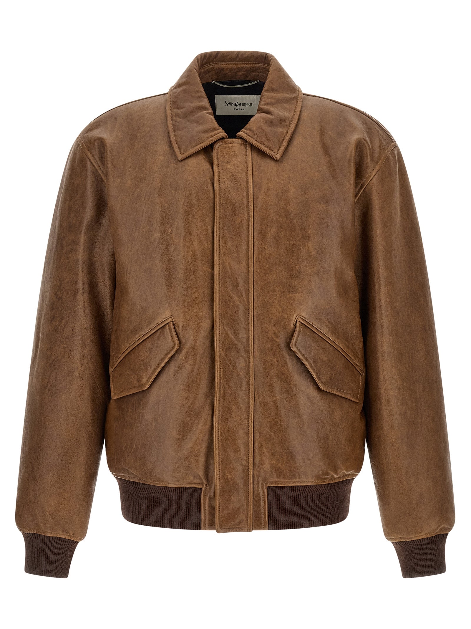 Saint Laurent Brown Lamb Leather Leather Jacket