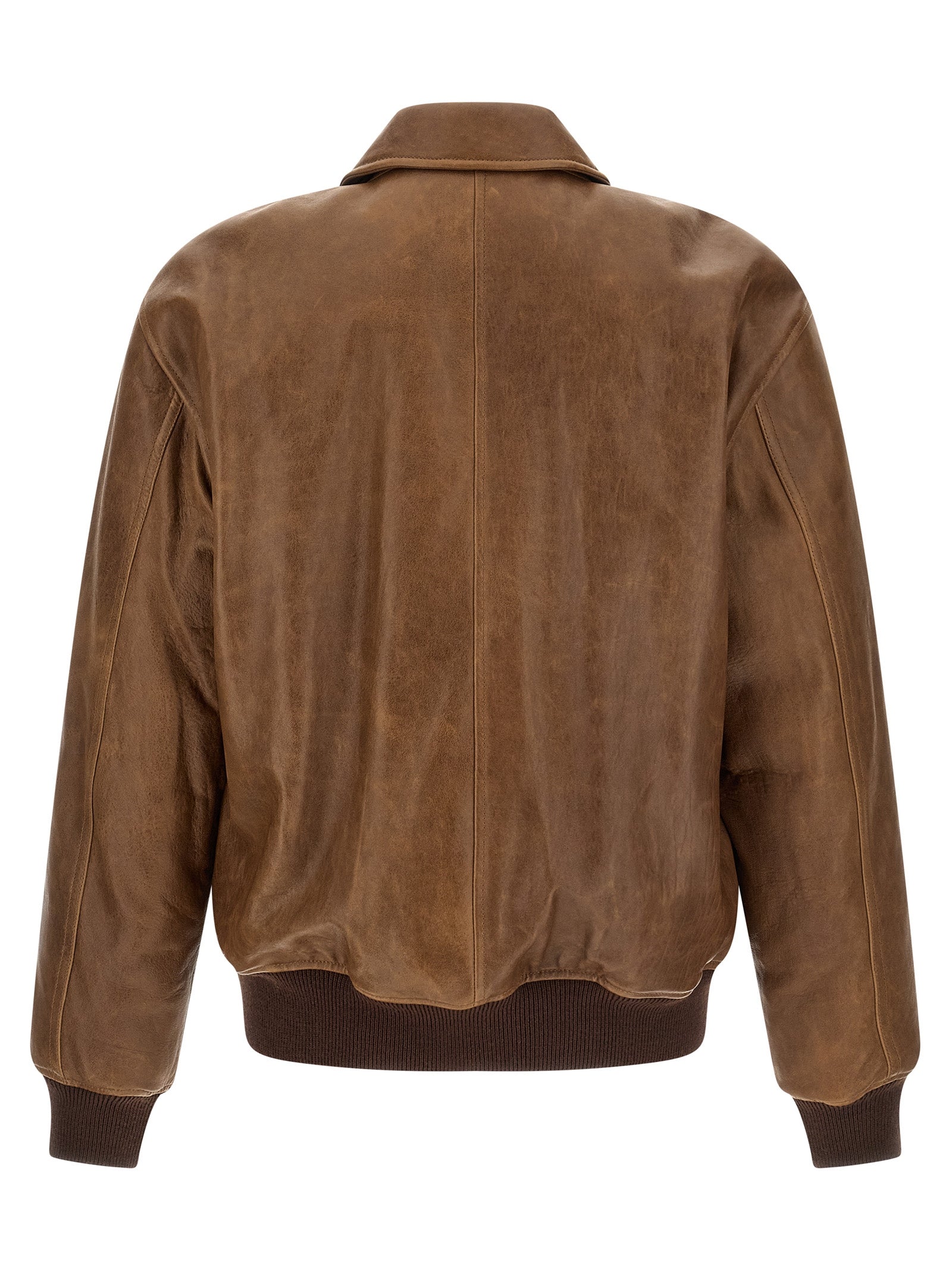 Saint Laurent Brown Lamb Leather Leather Jacket