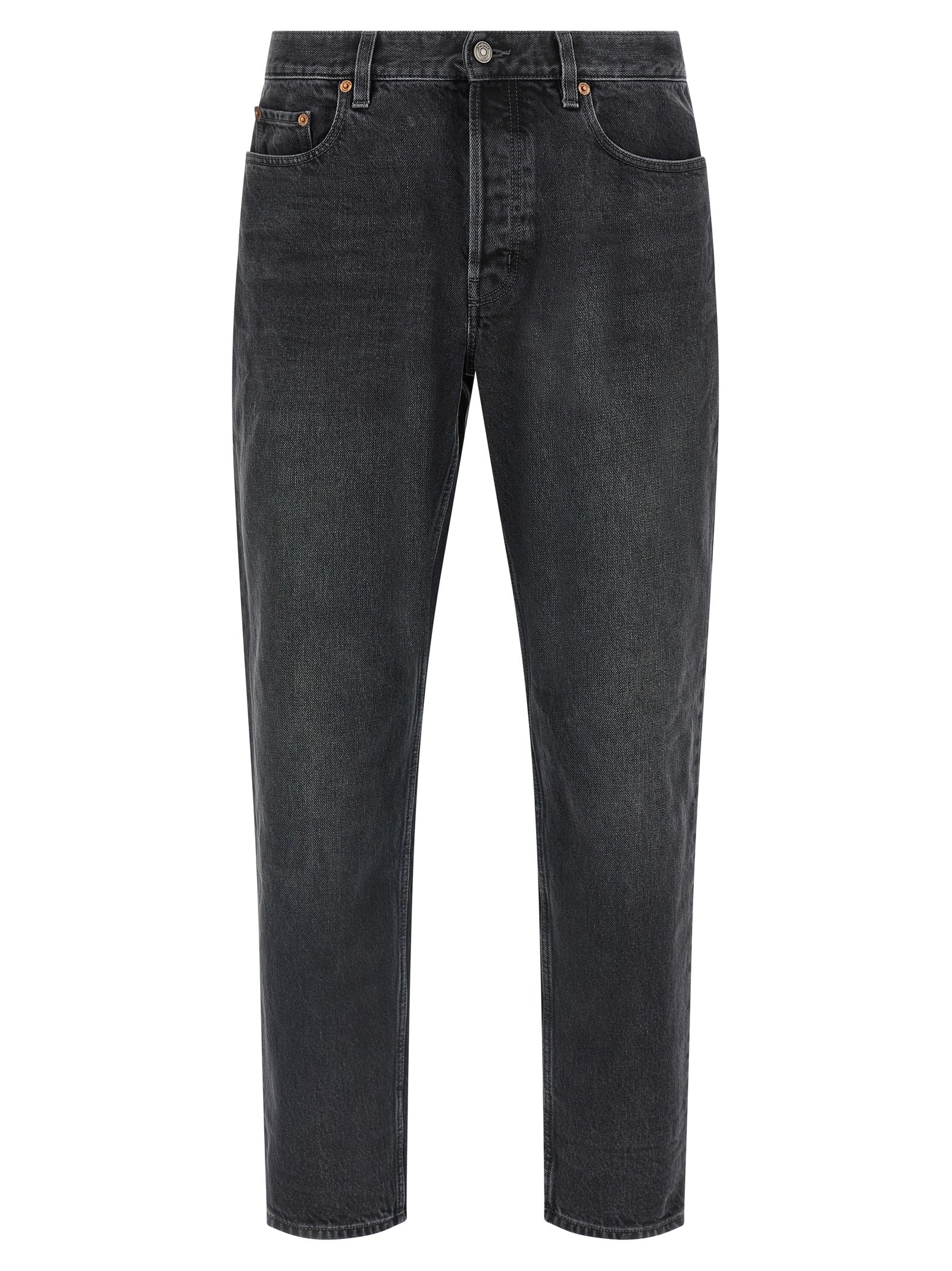 Experience the allure of Saint Laurent's Black Cotton Straight-Leg Jeans, a testament to Italian craftsmanship and timeless elegance, perfect for the discerning individual.
