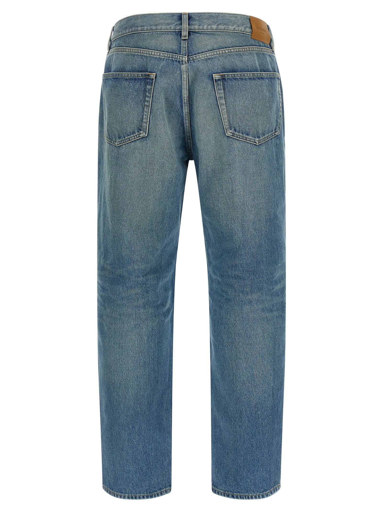 Elevate your wardrobe with Saint Laurent's Blue Cotton Straight-Leg Jeans, where exquisite craftsmanship meets timeless luxury for the discerning fashion connoisseur.