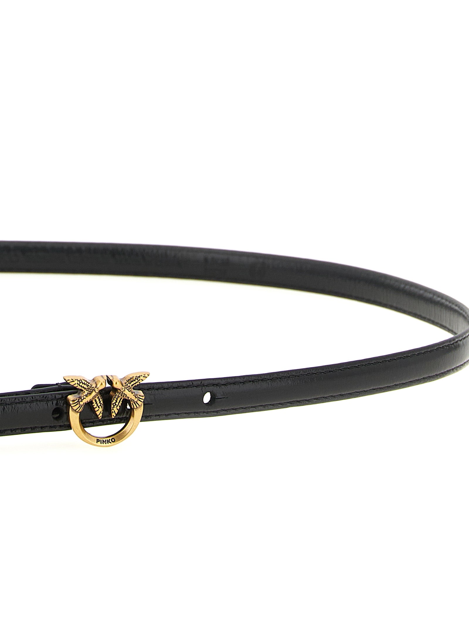 Discover the PINKO Black Lamb Leather Regular Belt, a symbol of artisanal luxury and sophistication, perfect for elevating any ensemble with its exquisite craftsmanship.