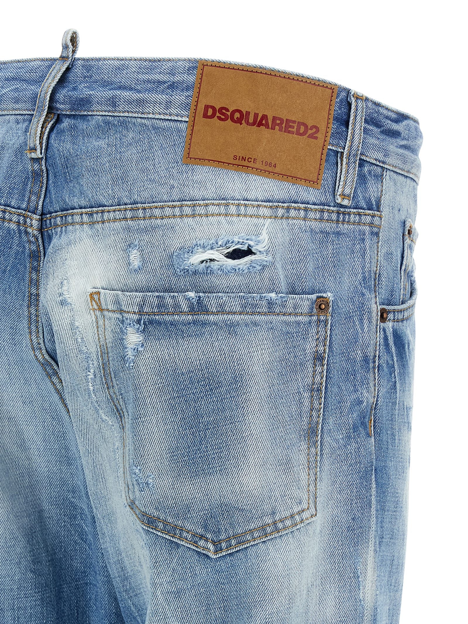 Dsquared² Blue Cotton Straight-Leg Jeans - Designer Couture
