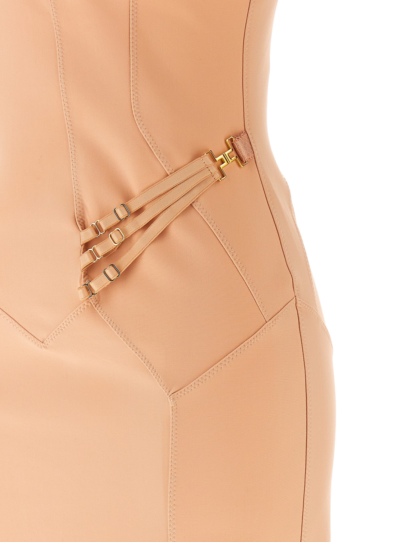Elevate your wardrobe with the Elisabetta Franchi Multicolor Polyamide Midi Dress, a masterpiece of Italian craftsmanship, blending elegance and allure for unforgettable moments.