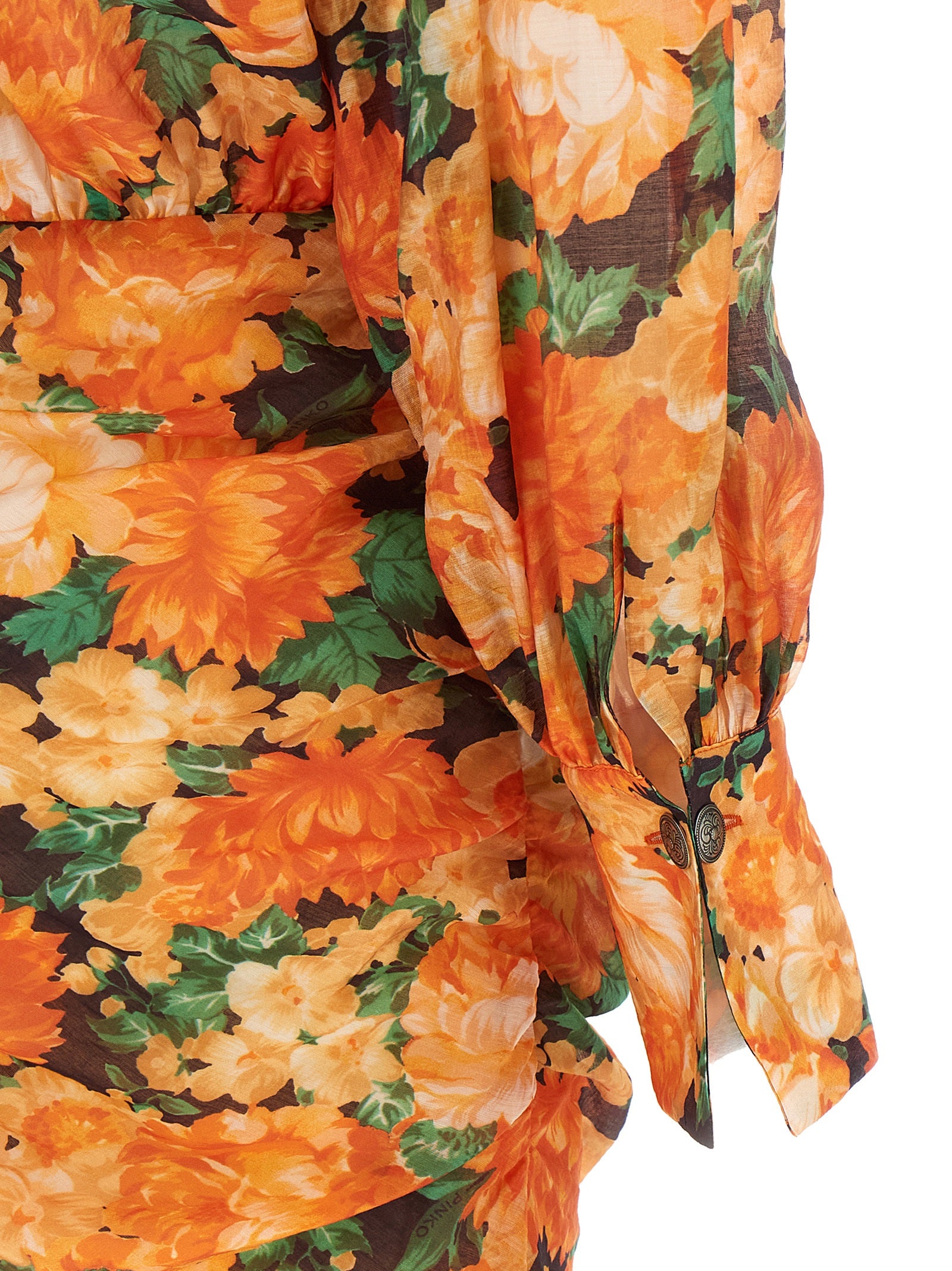 Discover the PINKO Orange Lyocell Short Dress, a luxurious blend of artistry and sophistication, perfect for those who embrace elegance and vibrancy in every occasion.