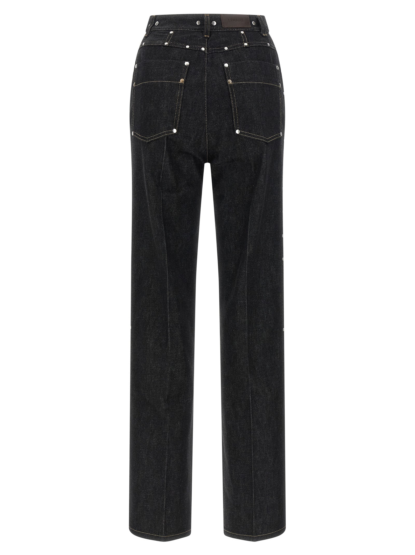 Elevate your style with Lemaire's Black High-Waisted Jeans, crafted from luxurious Italian cotton, embodying artisanal elegance and timeless sophistication.