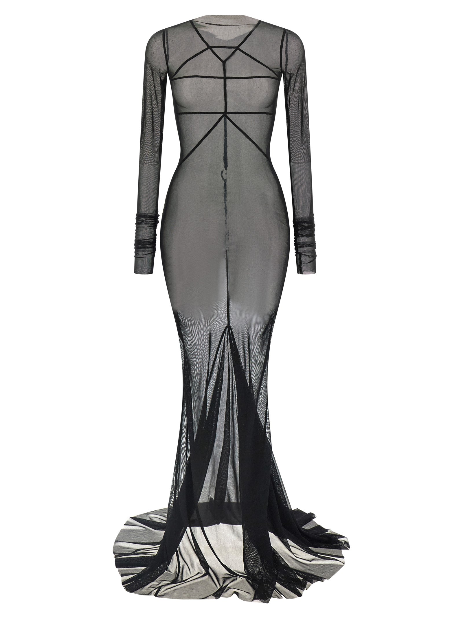 Discover the RICK OWENS Black Nylon Long Dress, a masterpiece of avant-garde luxury crafted in Italy, merging sustainable elegance with timeless sophistication.